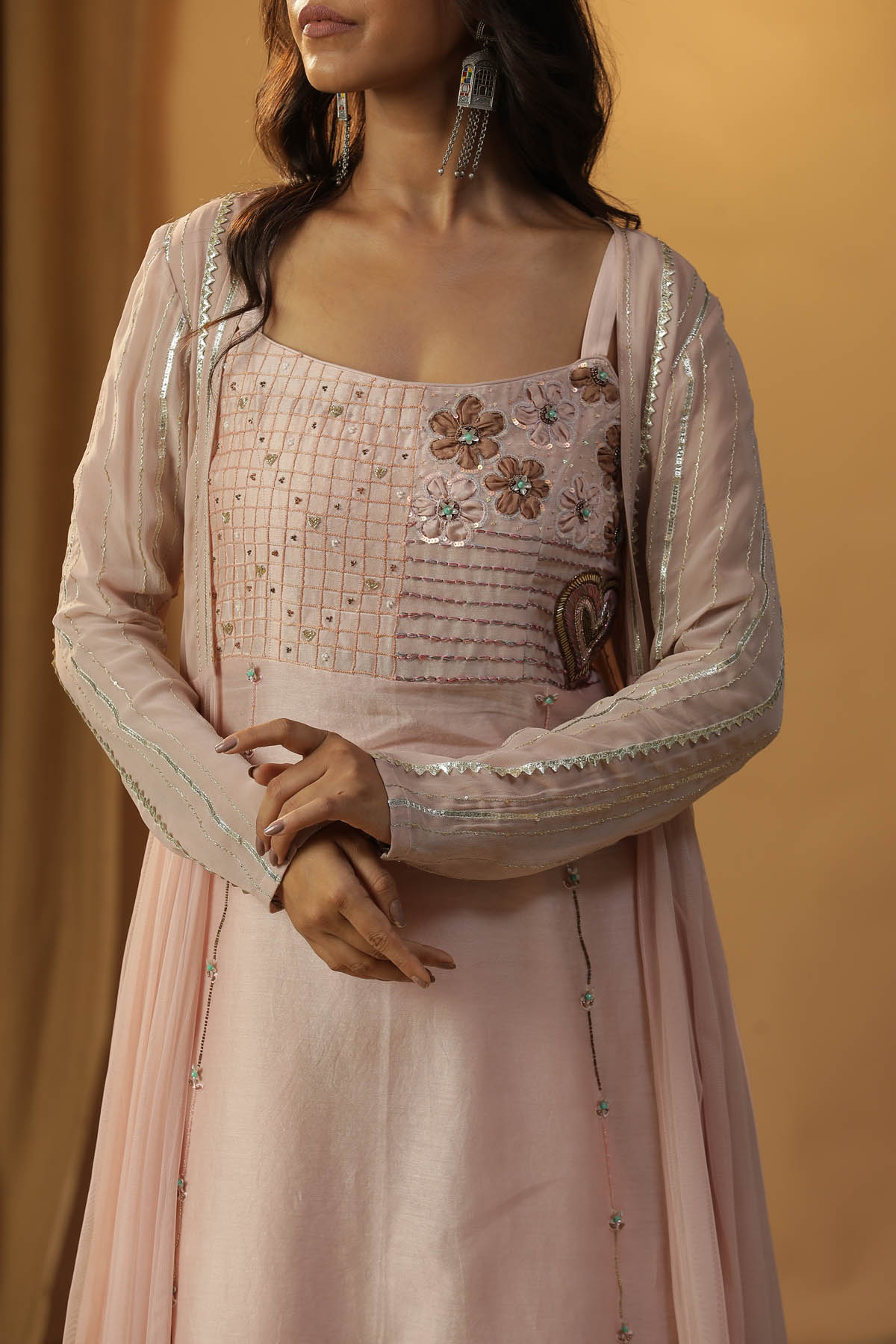 Pink Embroidered Jacket & Dress