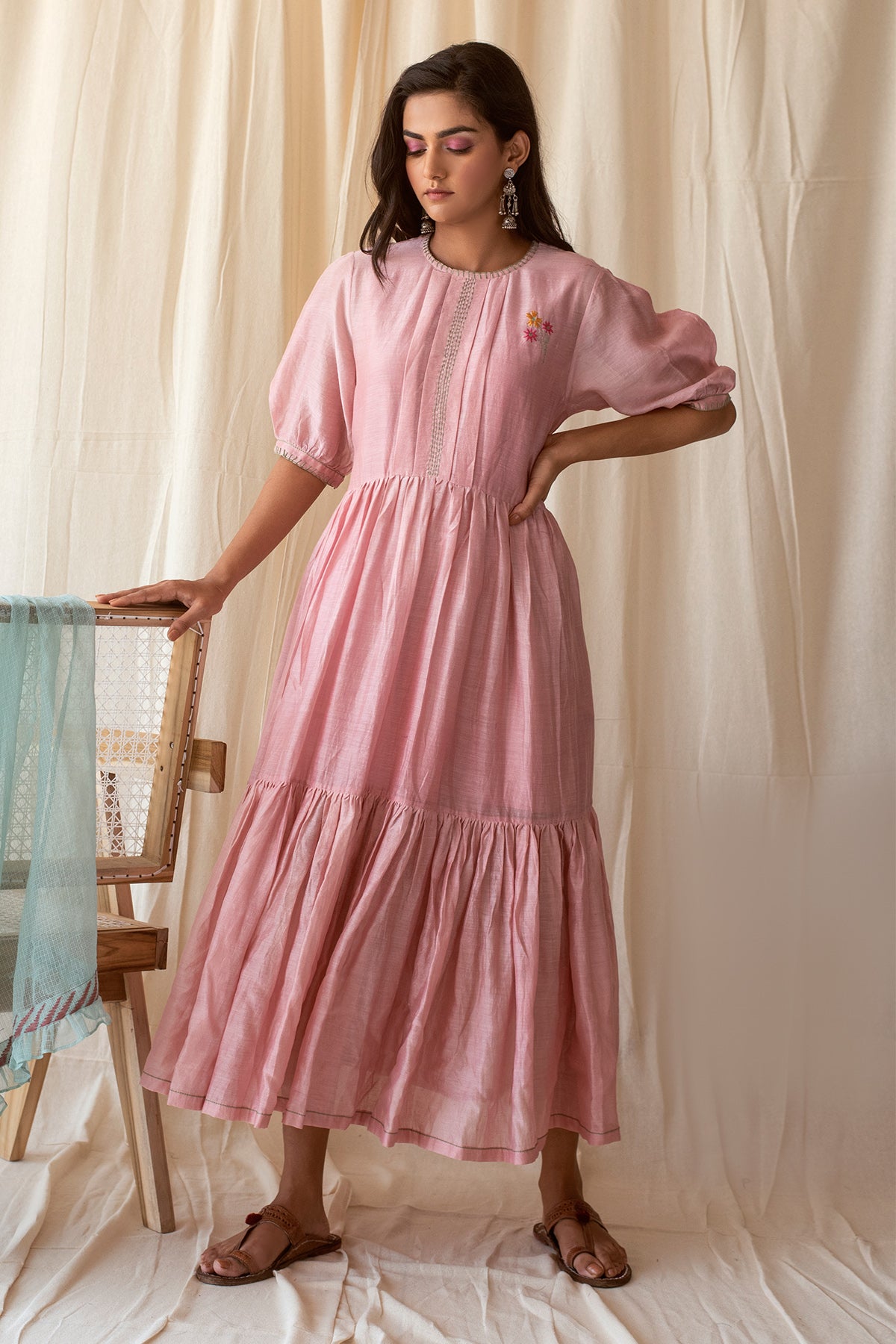 Pink Embroidered Kurta & Dupatta