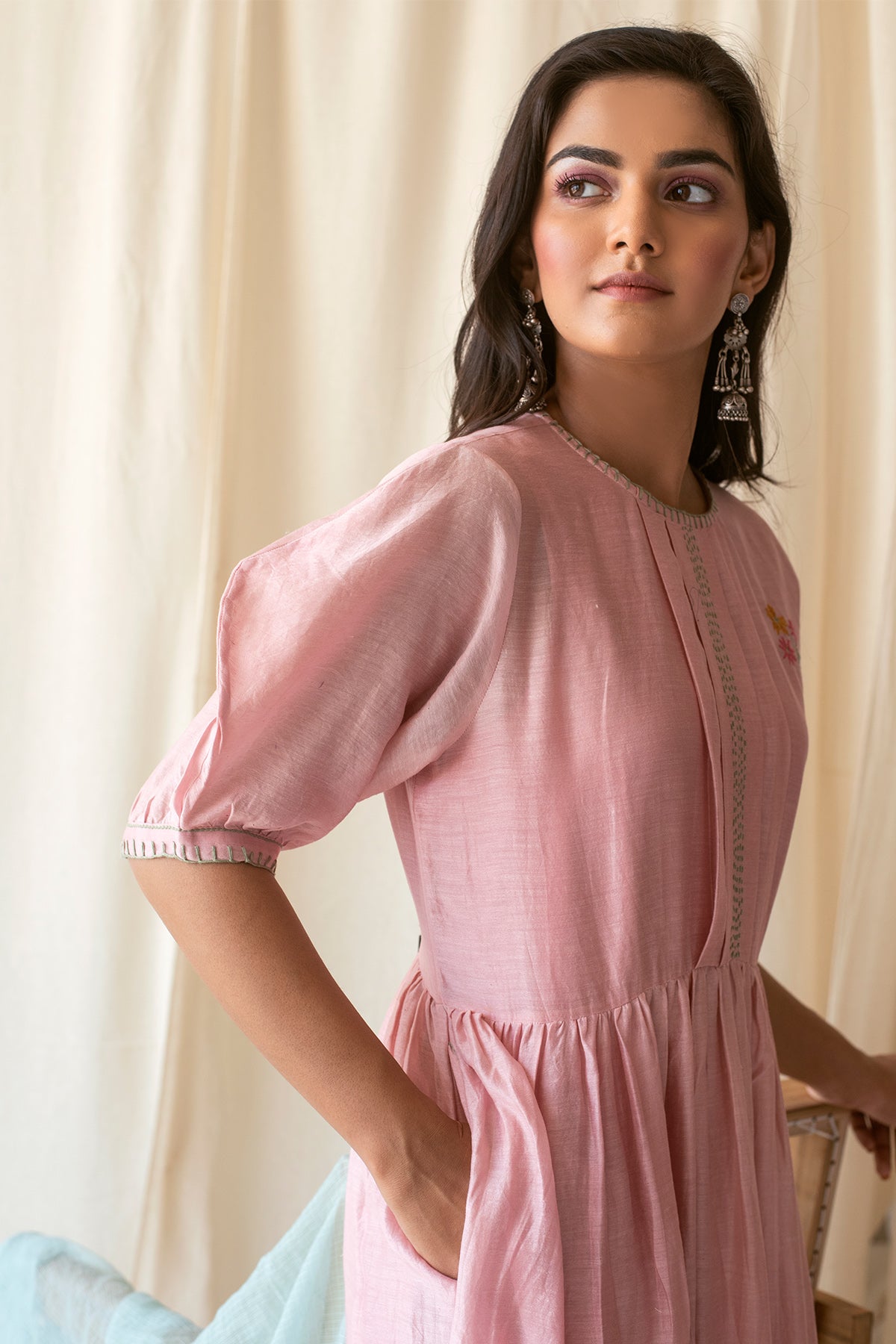 Pink Embroidered Kurta & Dupatta