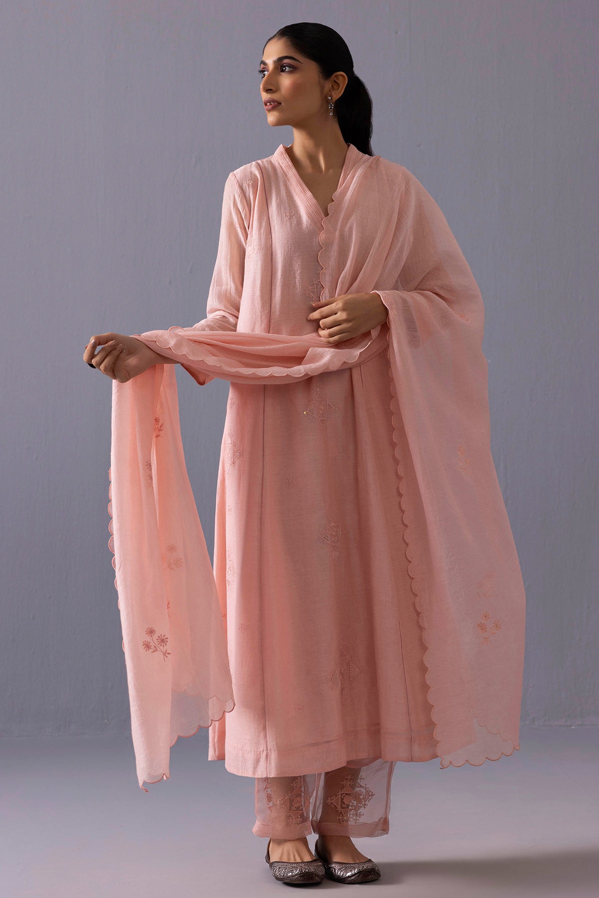 Buy Pink Embroidered Kurta & Pants for women online available at ScrollnShops