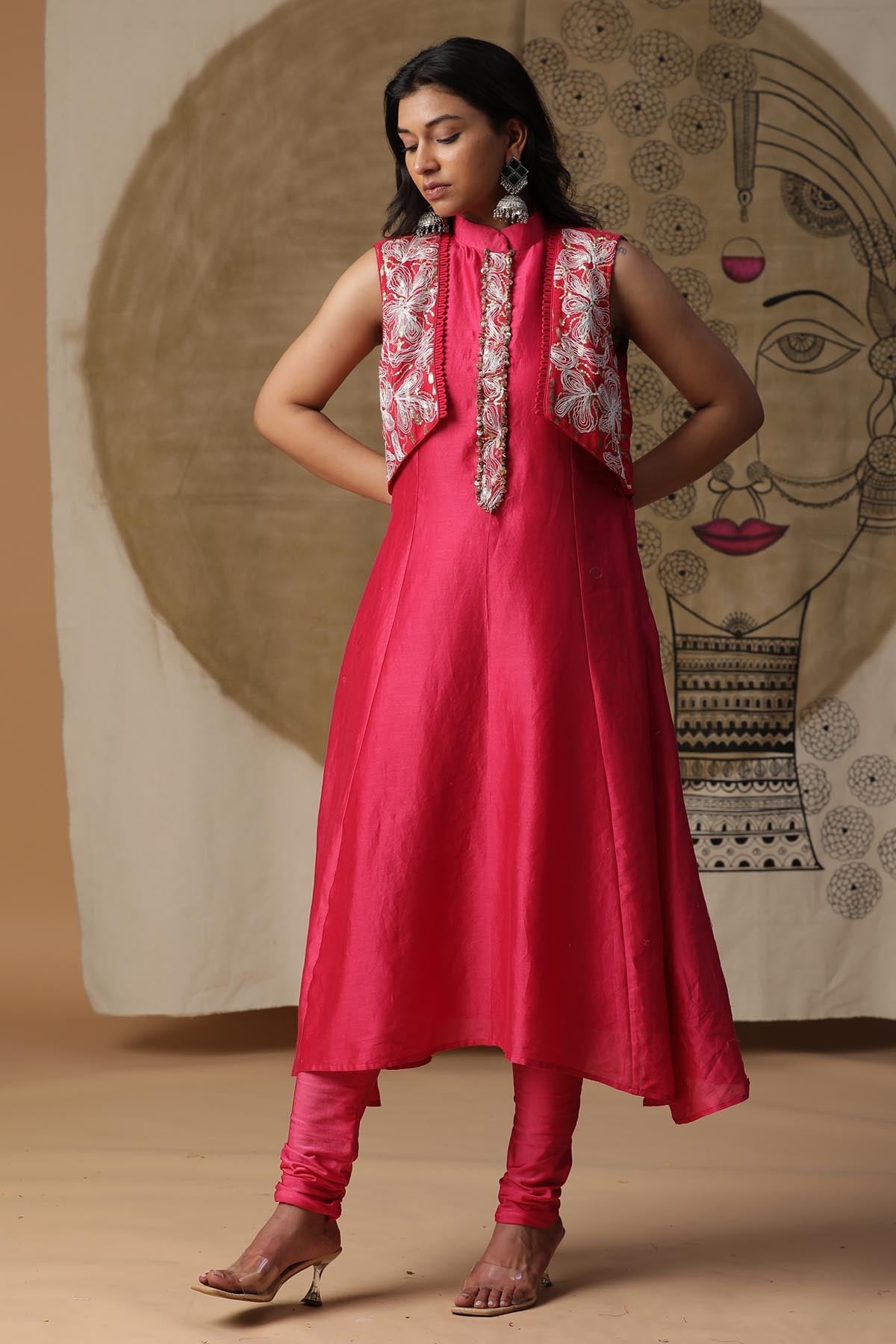 Buy Arpita SulakshanaPink Chanderi Silk Emb Kurta Set