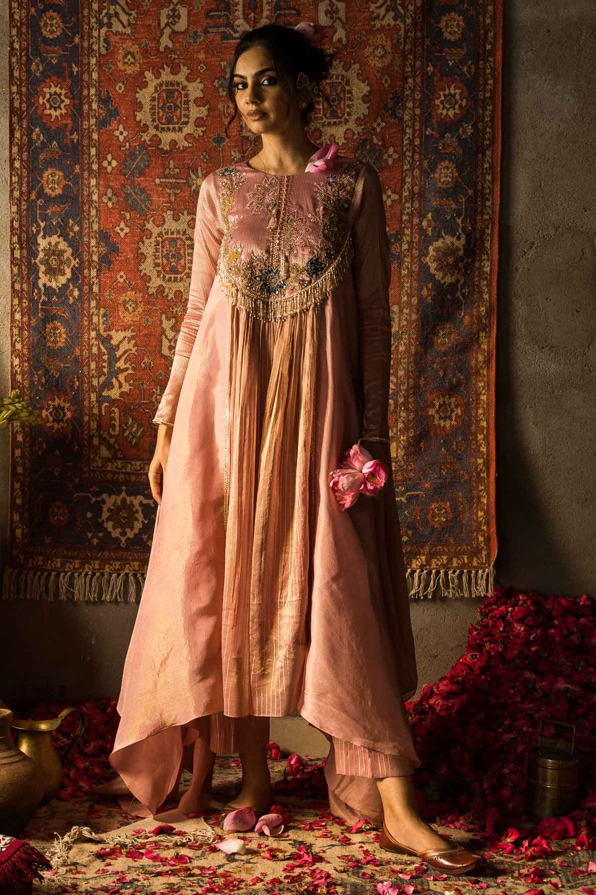 Seharre Pink Embroidered Kurta Set for women online at ScrollnShops