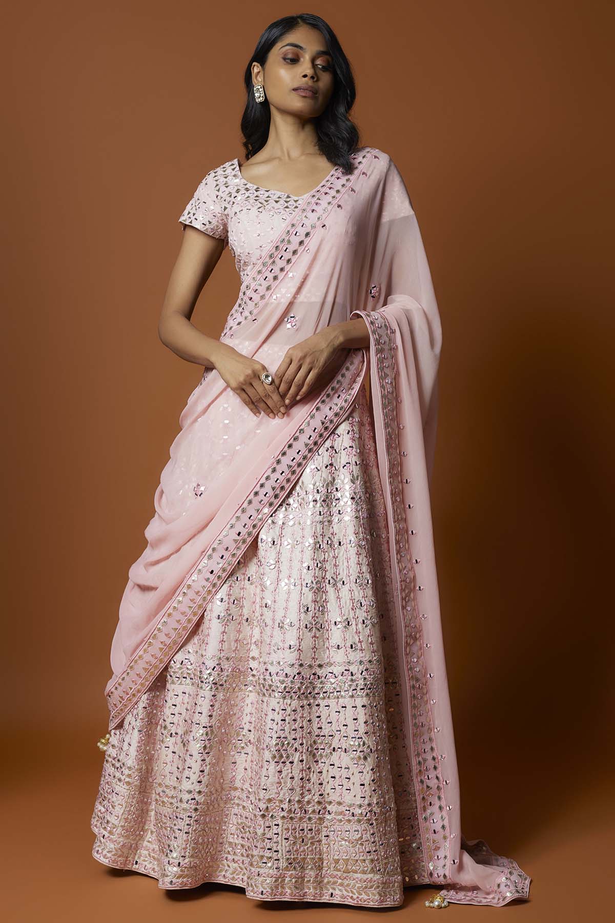 Mehak Murpana Pink Embroidered Lehenga Set for Women Online at ScrollnShops