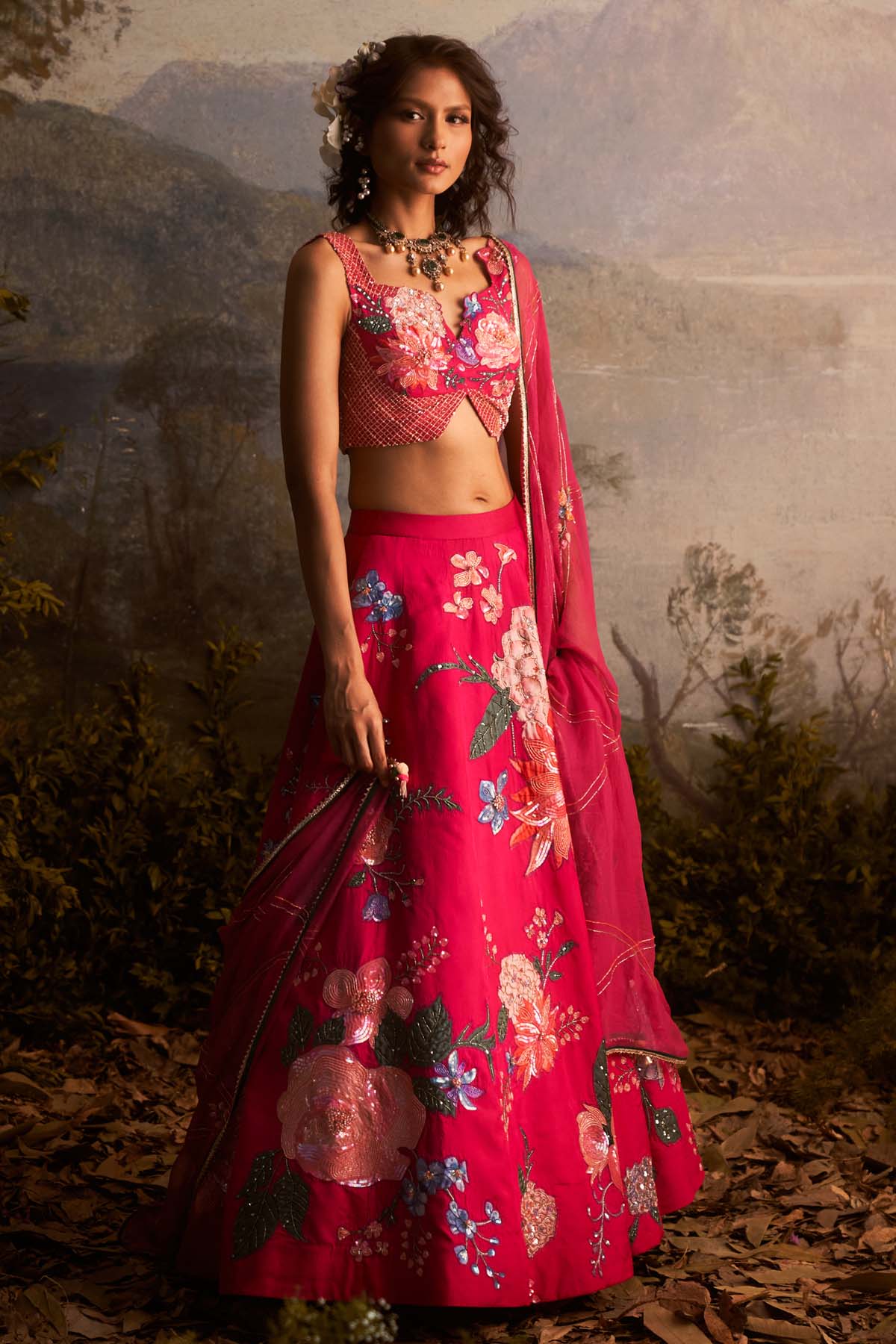 Seharre Pink Embroidered Lehenga Set for women online at ScrollnShops