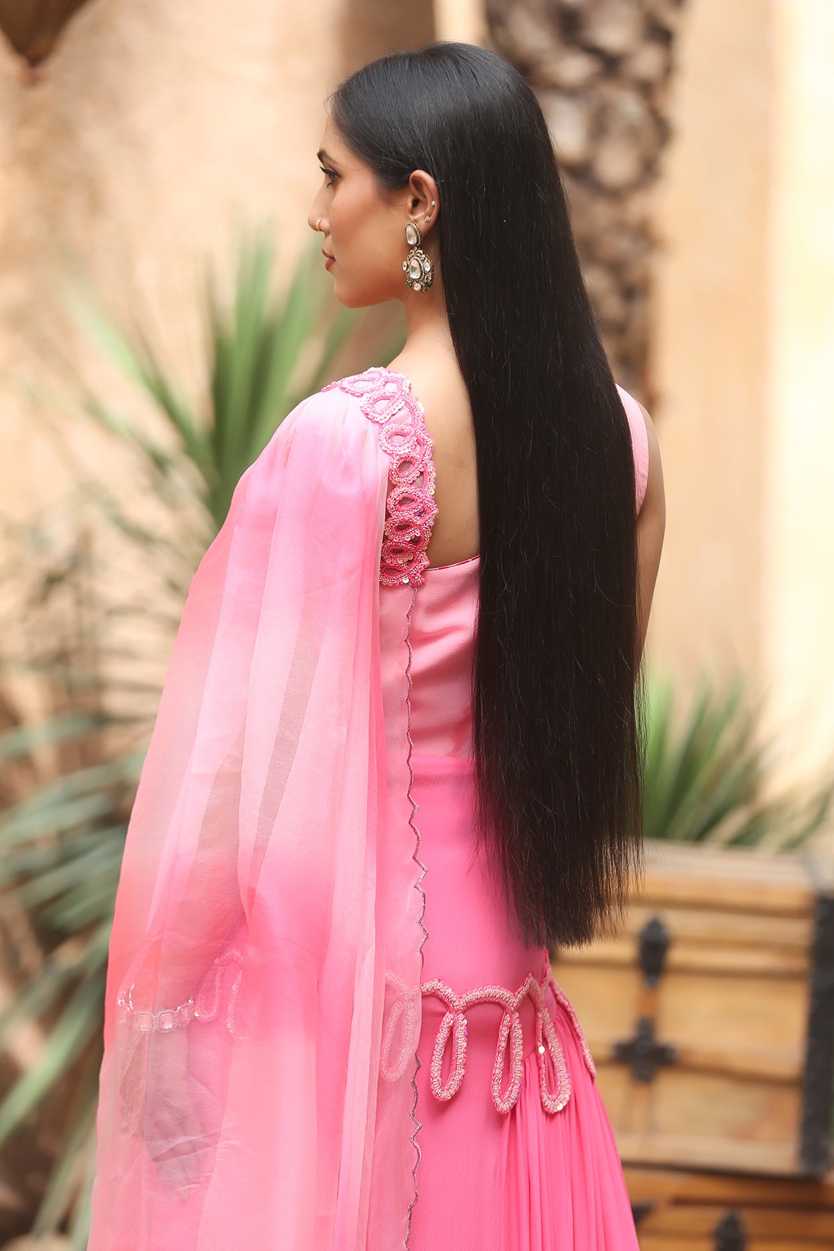 Pink Embroidered Maxi Dress