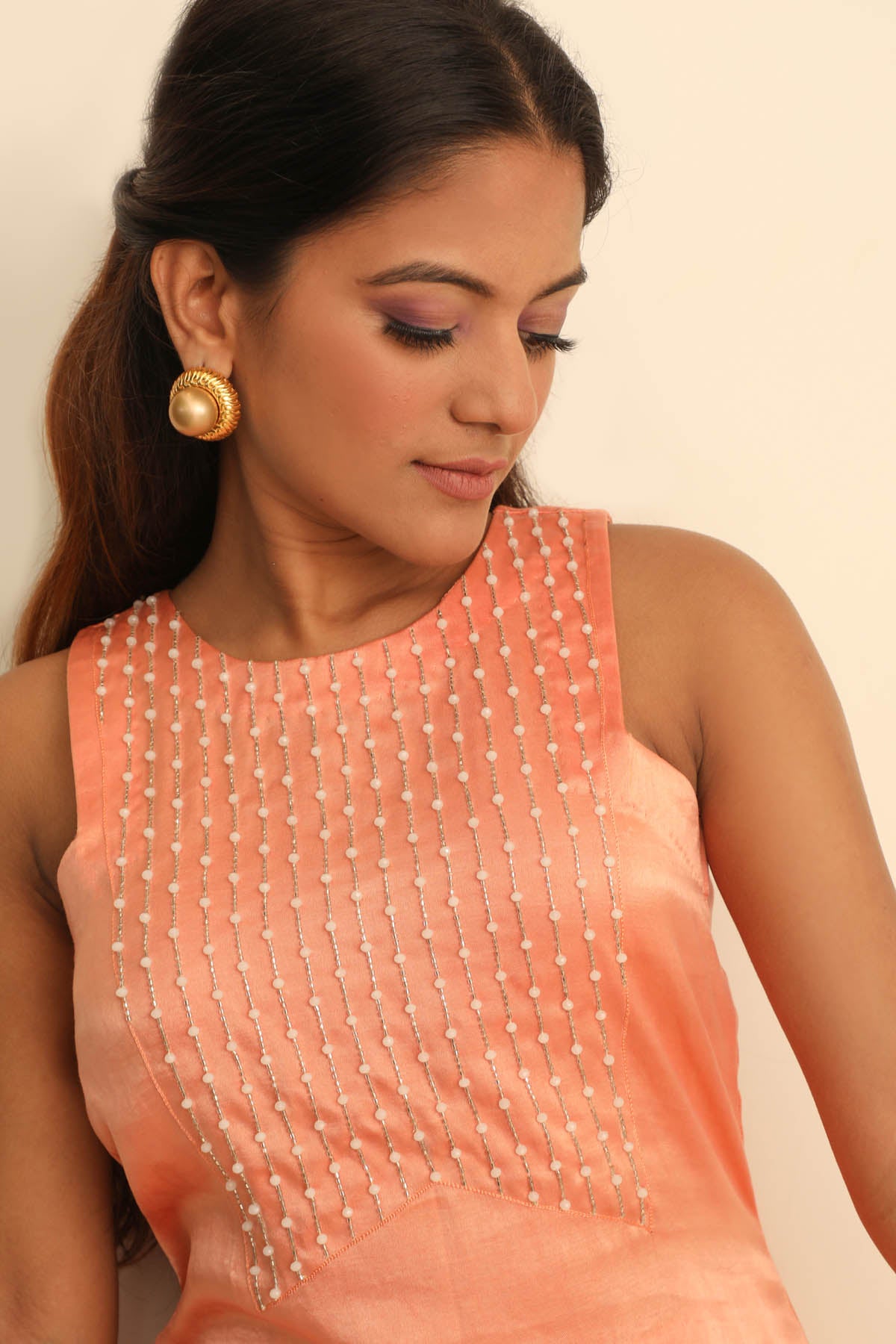 Pink Embroidered Neck Kurta Set