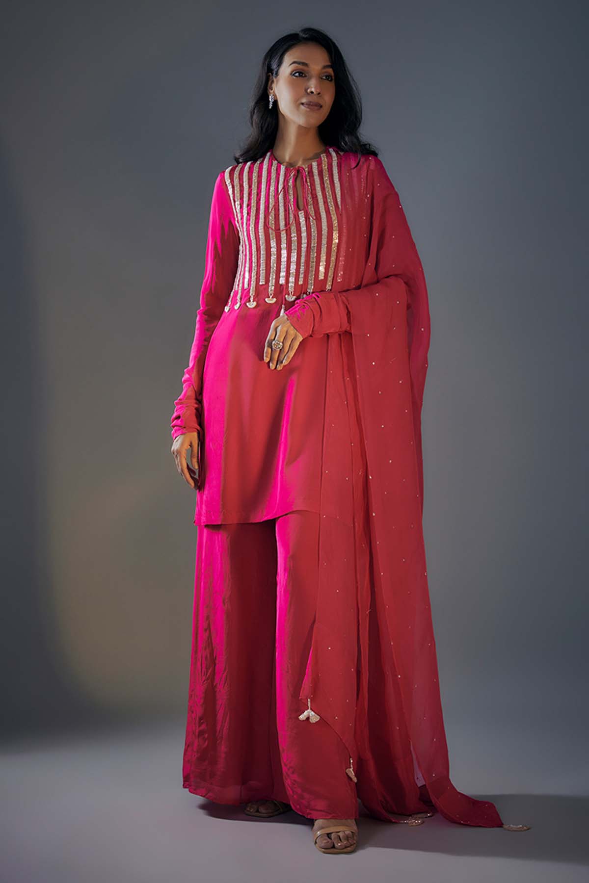 Buy Pink Embroidered Palazzo Set by Masumi Mewawalla for women online at ScrollnShops