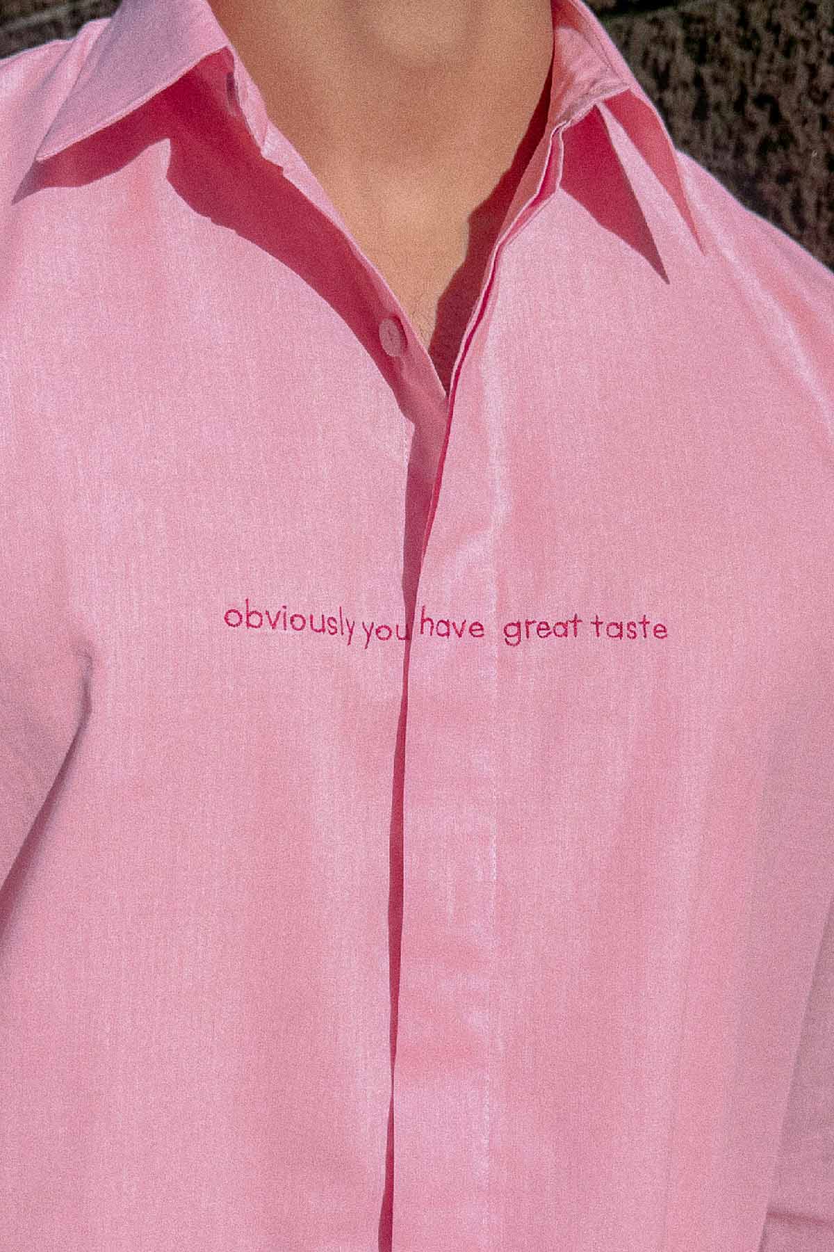 Pink Embroidered Relaxed Shirt