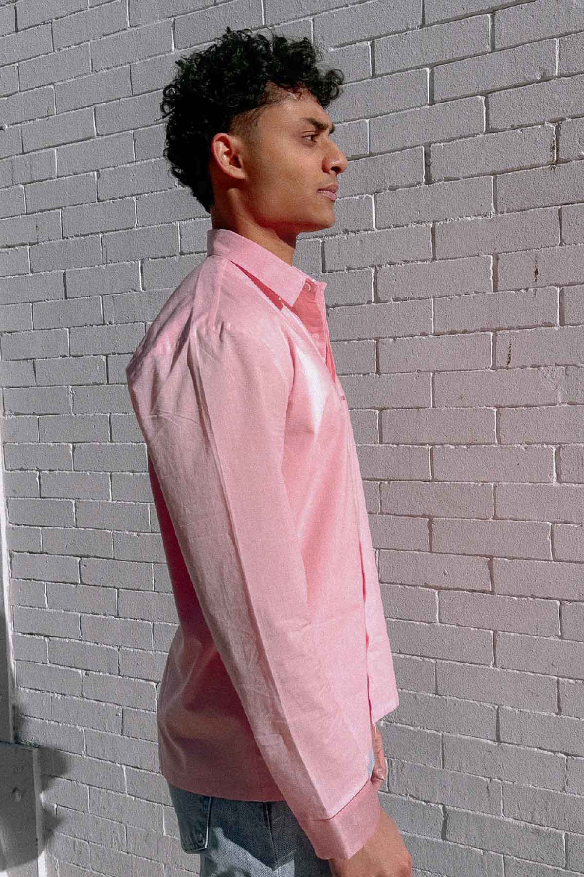 Pink Embroidered Relaxed Shirt