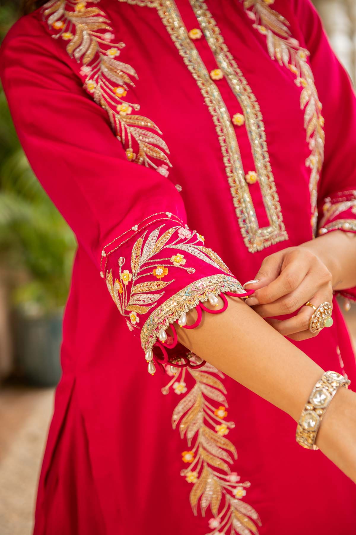 Pink Embroidered Sharara Set