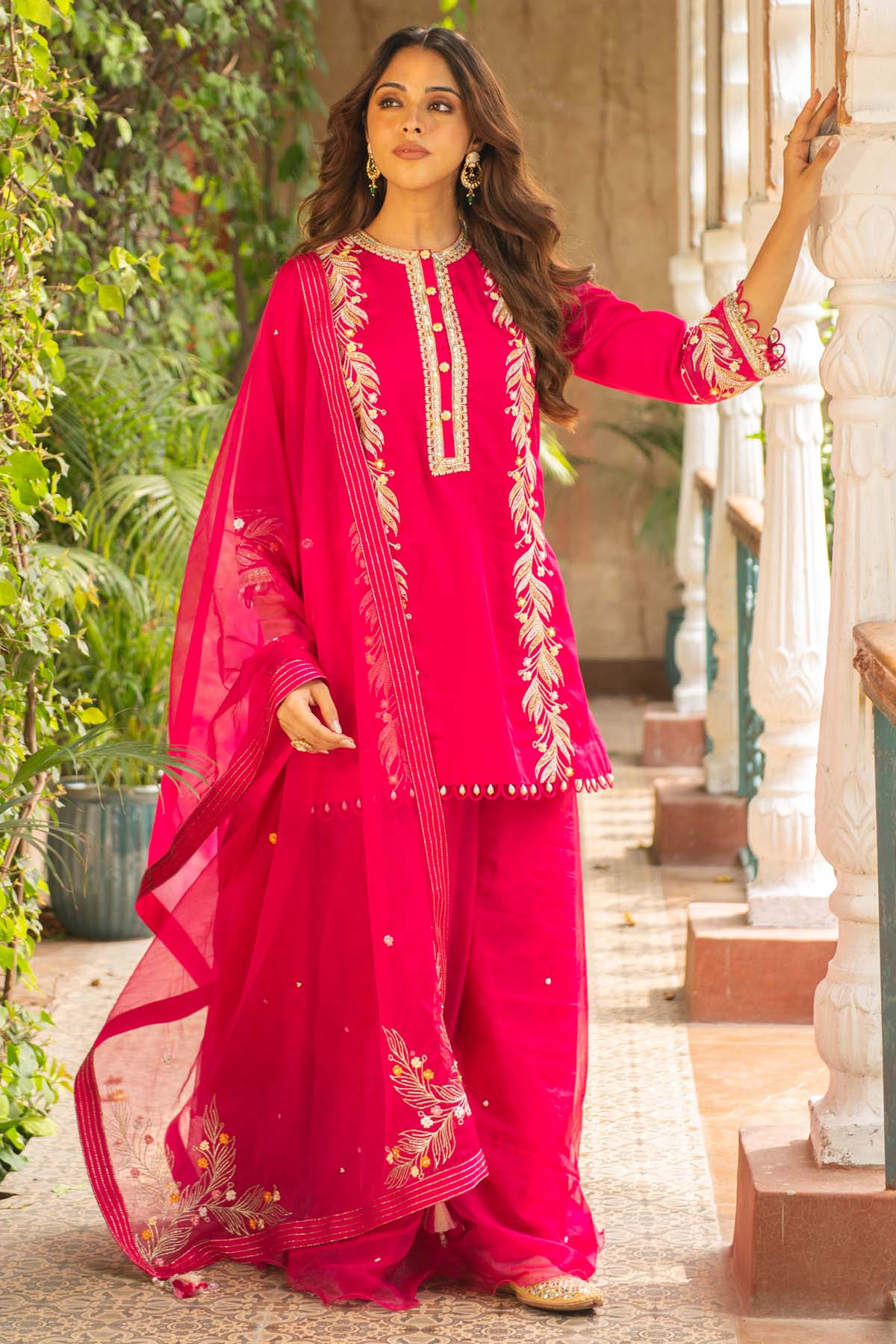Buy Pink Embroidered Sharara Set Online