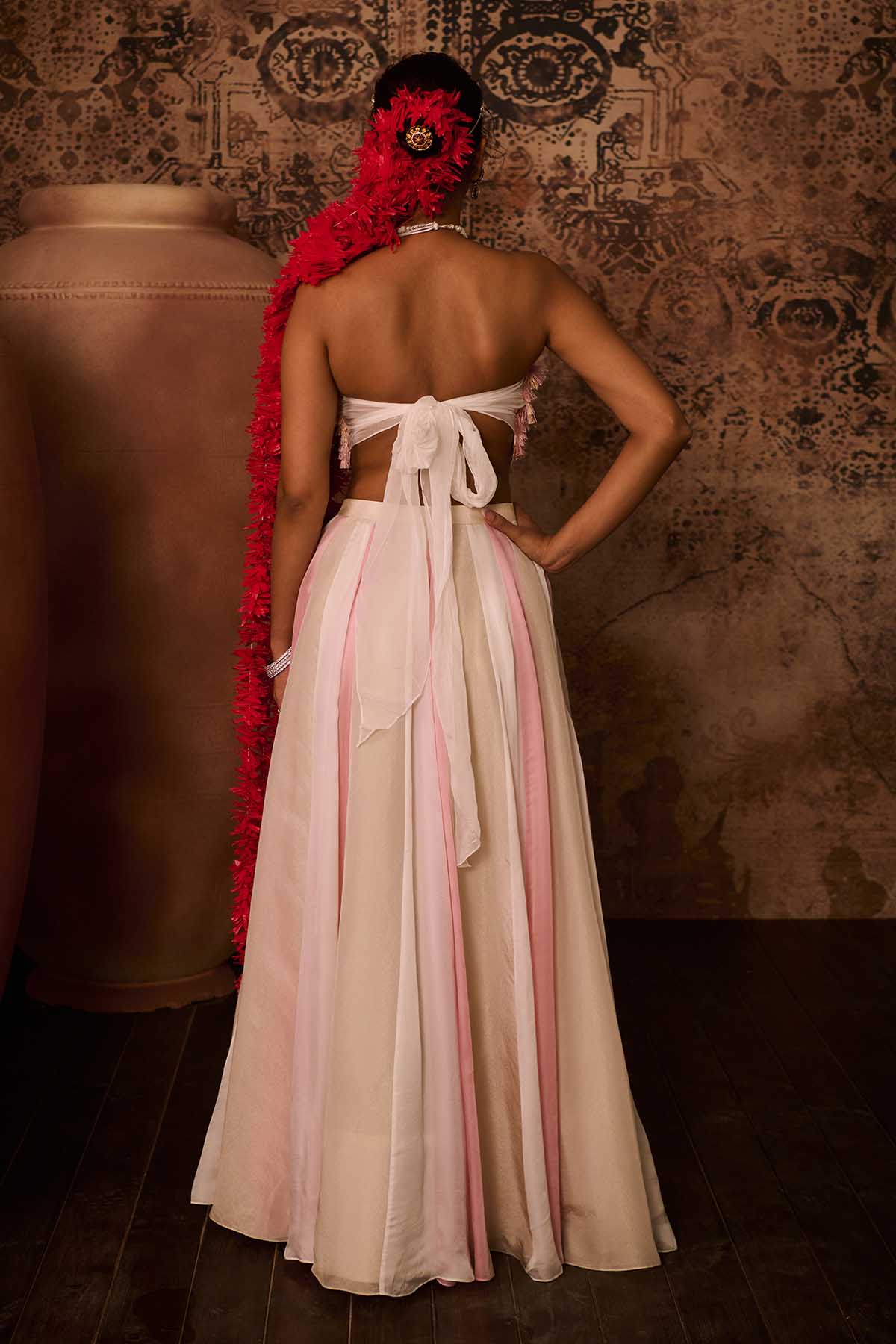 Pink Embroidered Top & Skirt