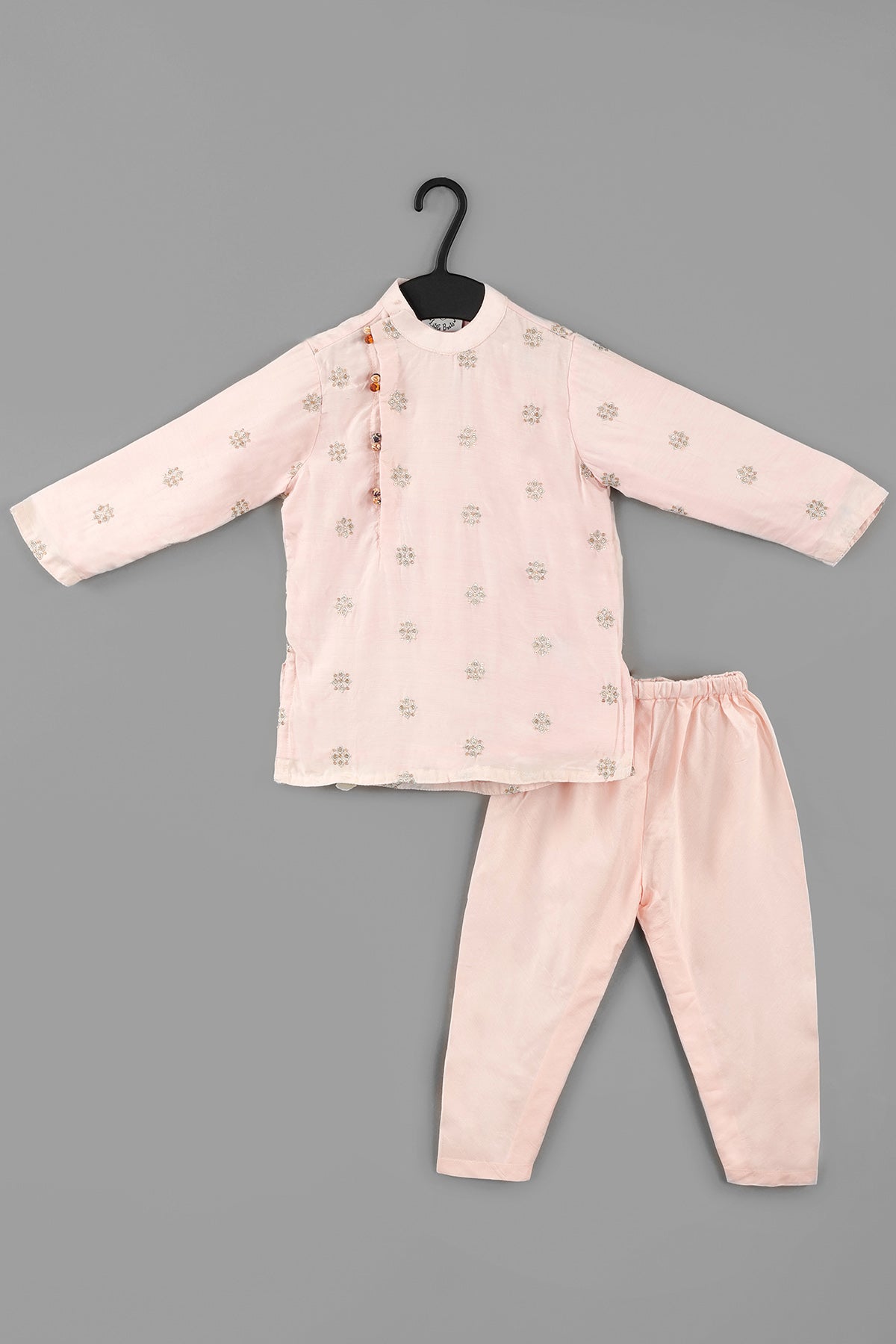 Buy Pink Embroidered Zari Kurta Set by Little Brats for Boys online at ScrollnShops