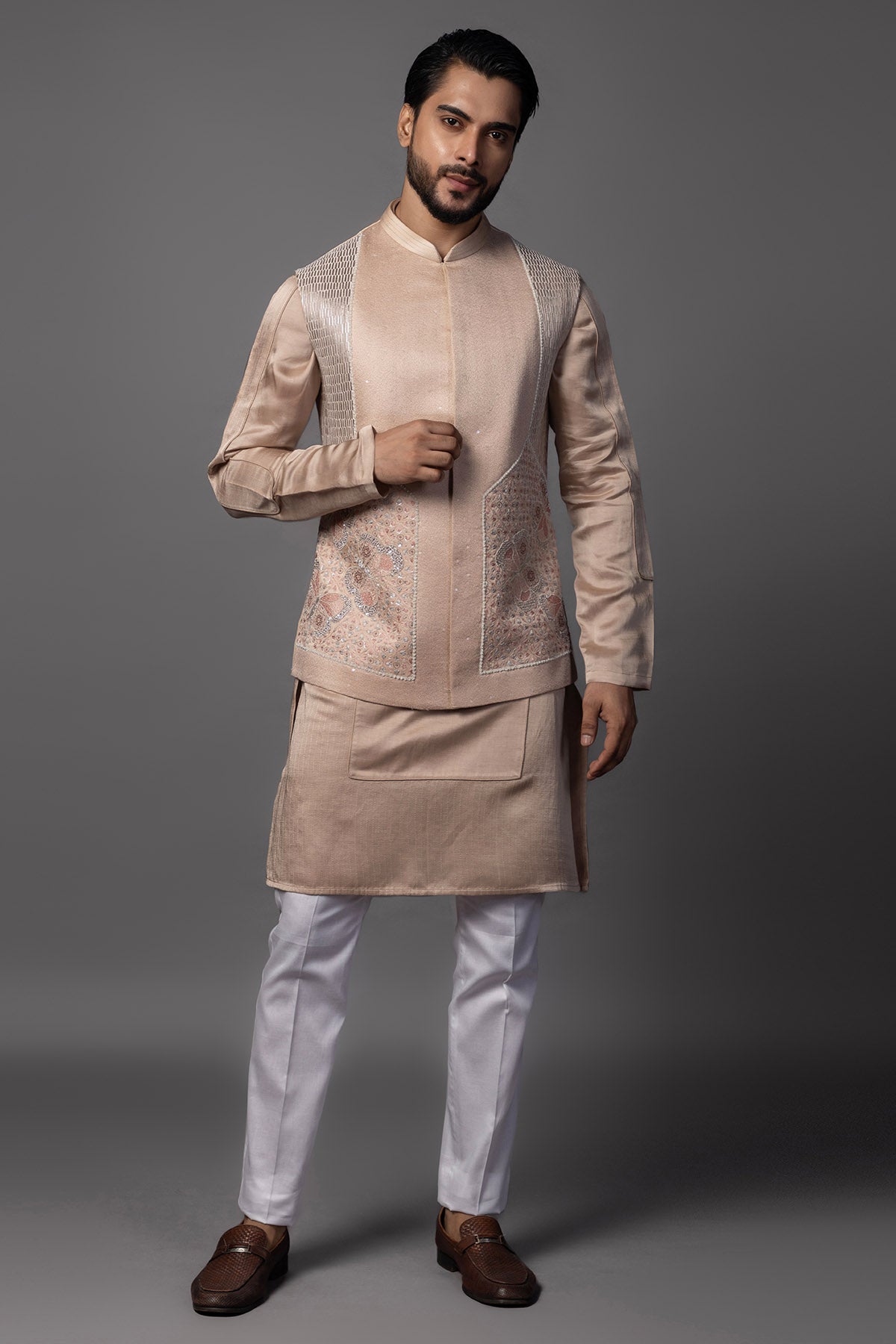 Pink Embroidery Work Kurta Set