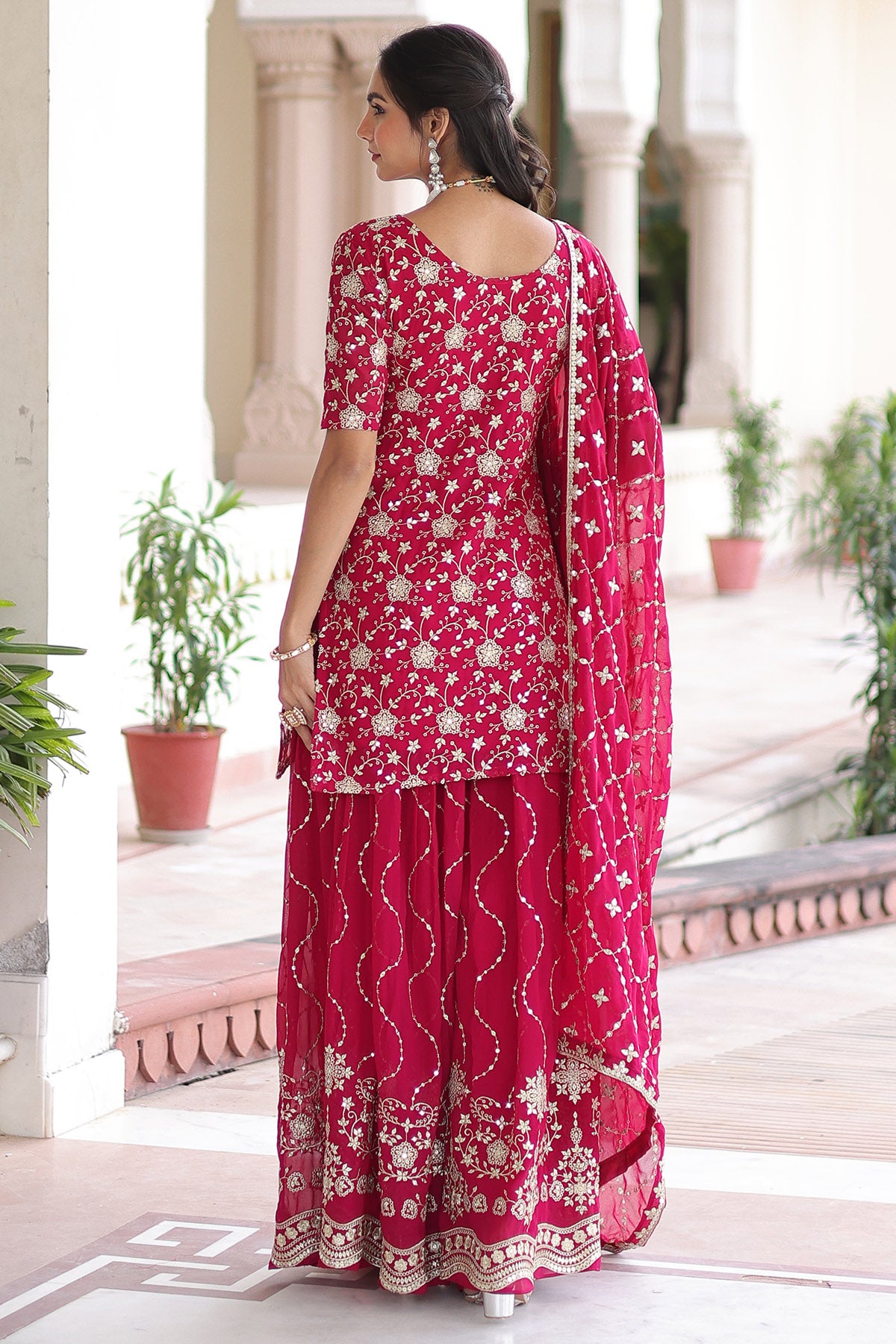 Pink Faux Georgette Kurta Set