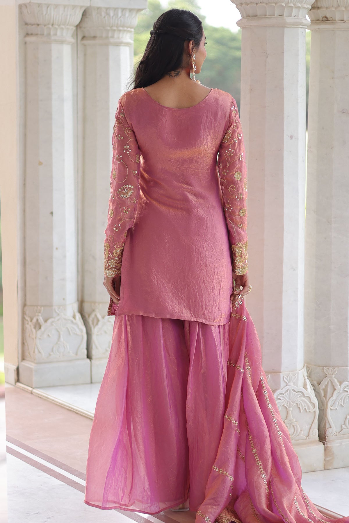 Pink Fendy Sequins Kurta Set