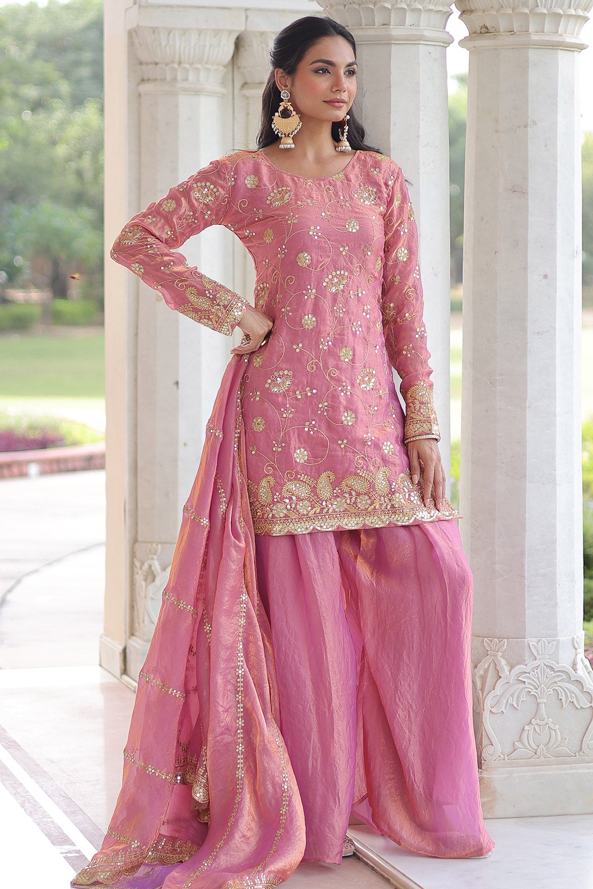 Pink Fendy Sequins Kurta Set