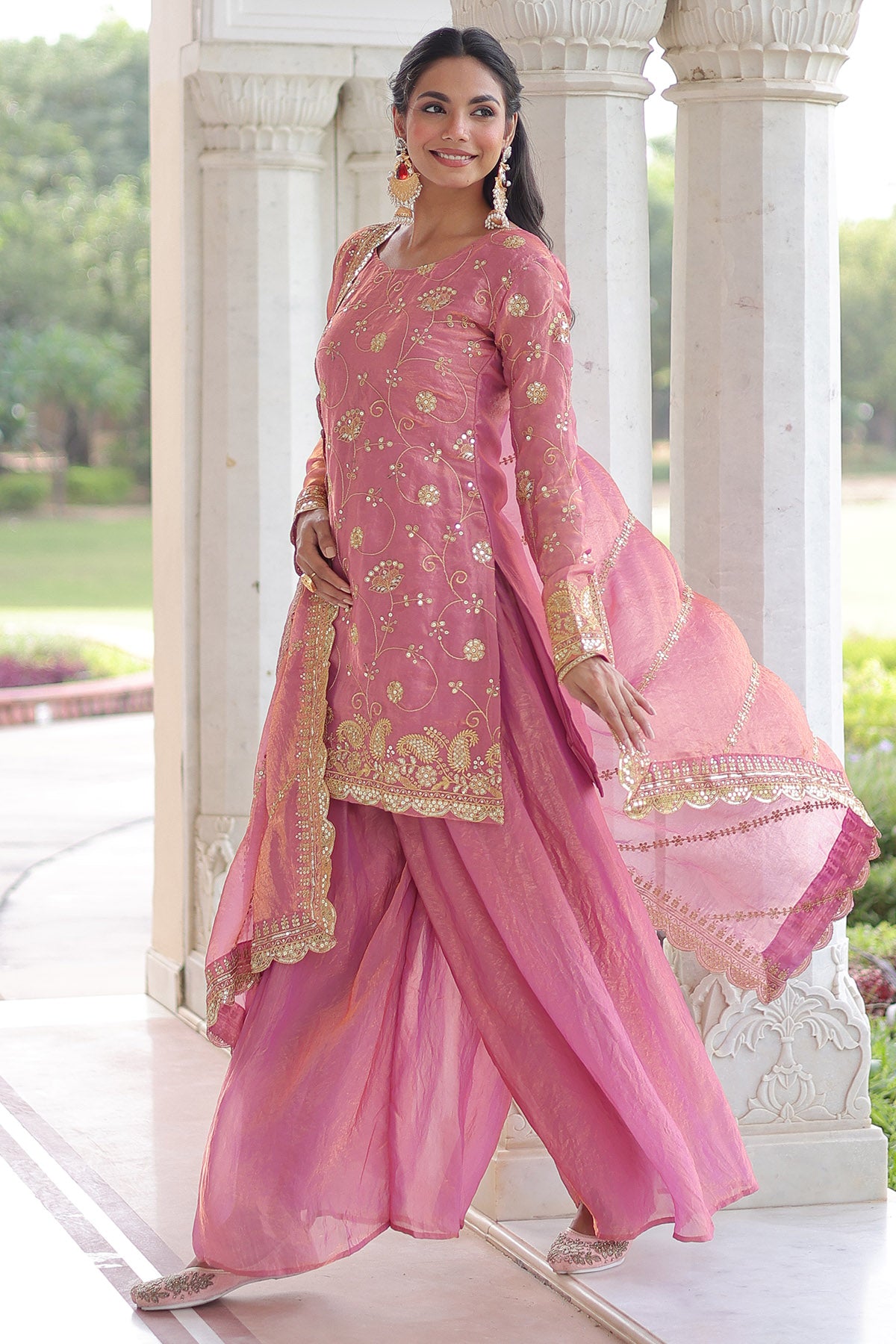 Pink Fendy Sequins Kurta Set