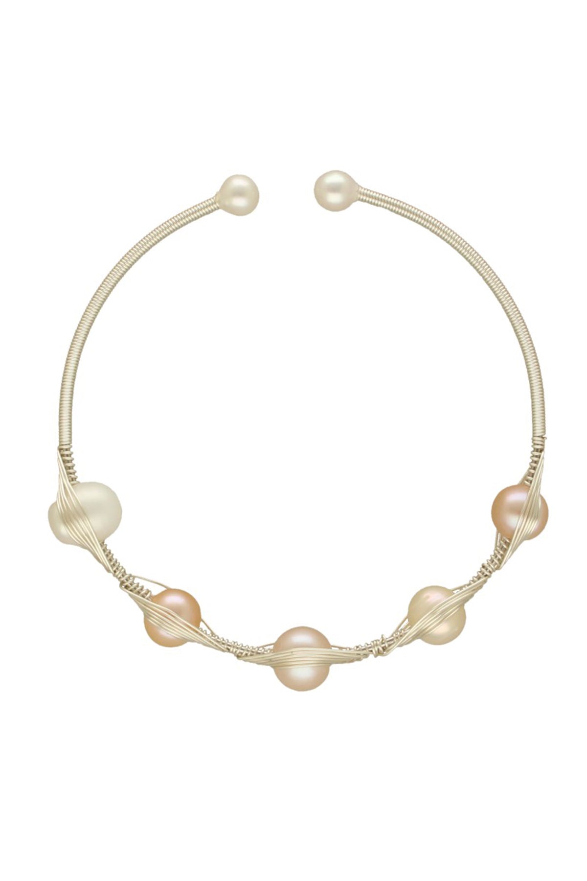 Pink Five Pearl Round Bracelet
