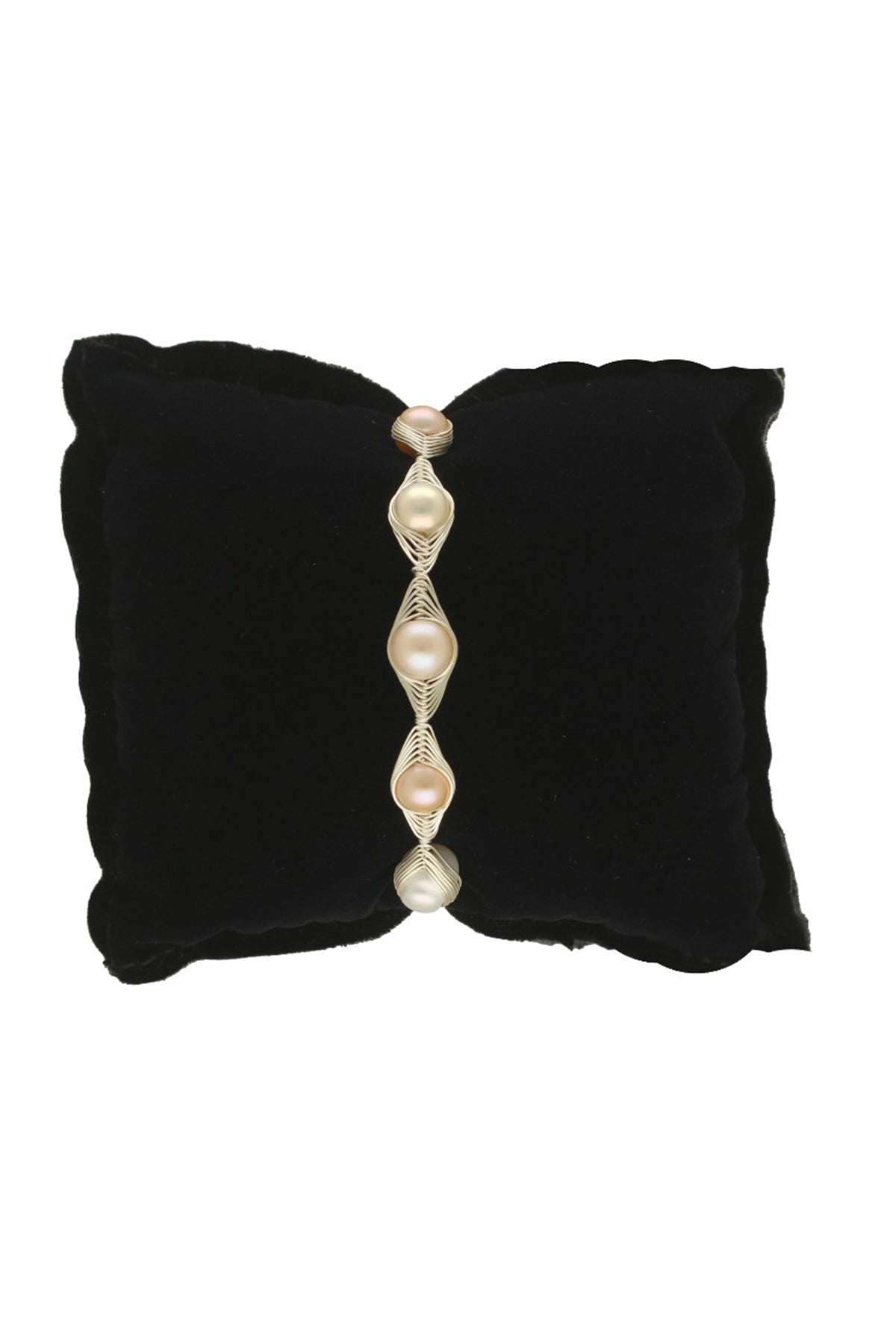 Pink Five Pearl Round Bracelet