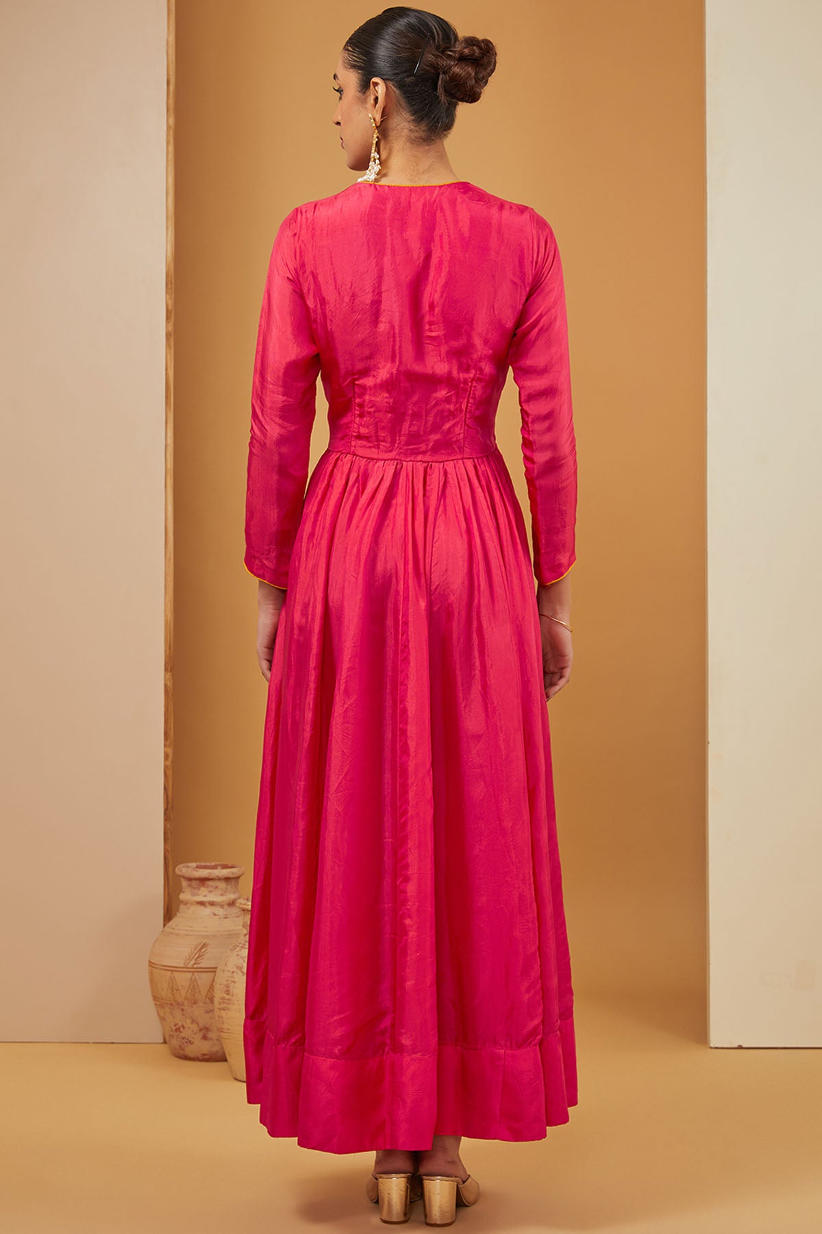 Pink Flared Anarkali & Dupatta