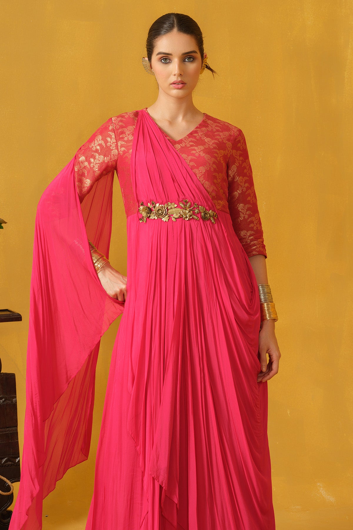 Pink Floral Embellished Dress