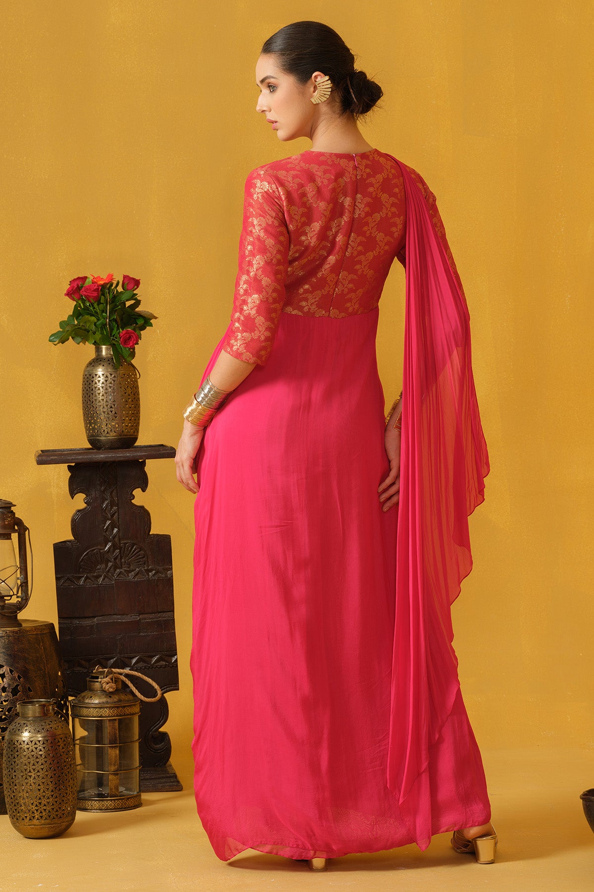 Pink Floral Embellished Dress