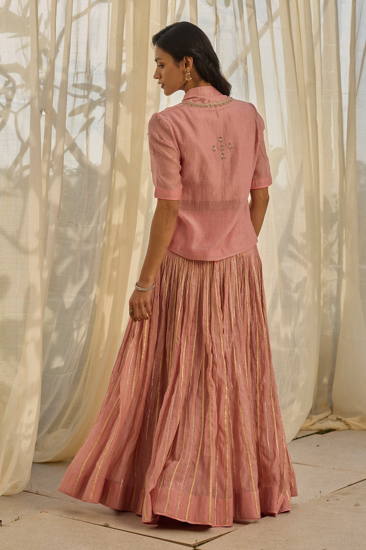 Pink Floral Gota Lehenga Set