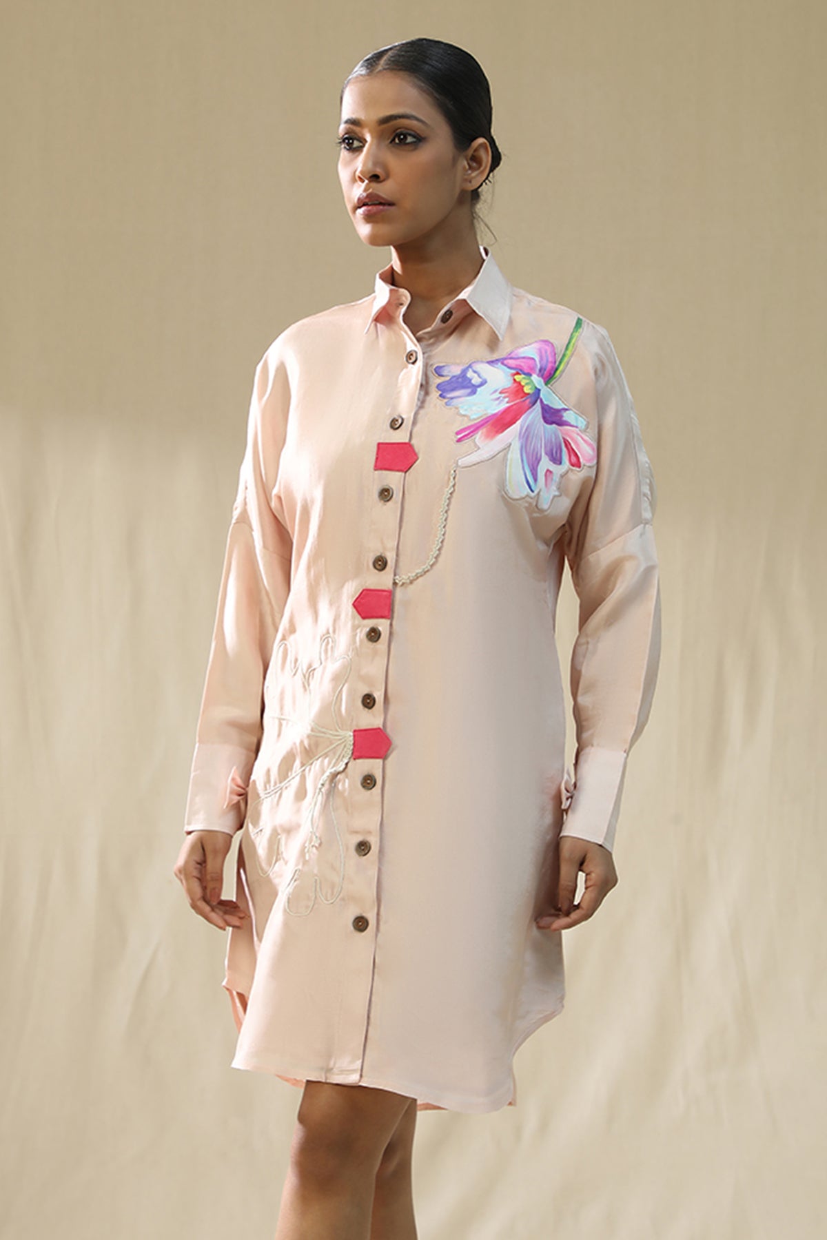 Pink Floral Handpainted Dress