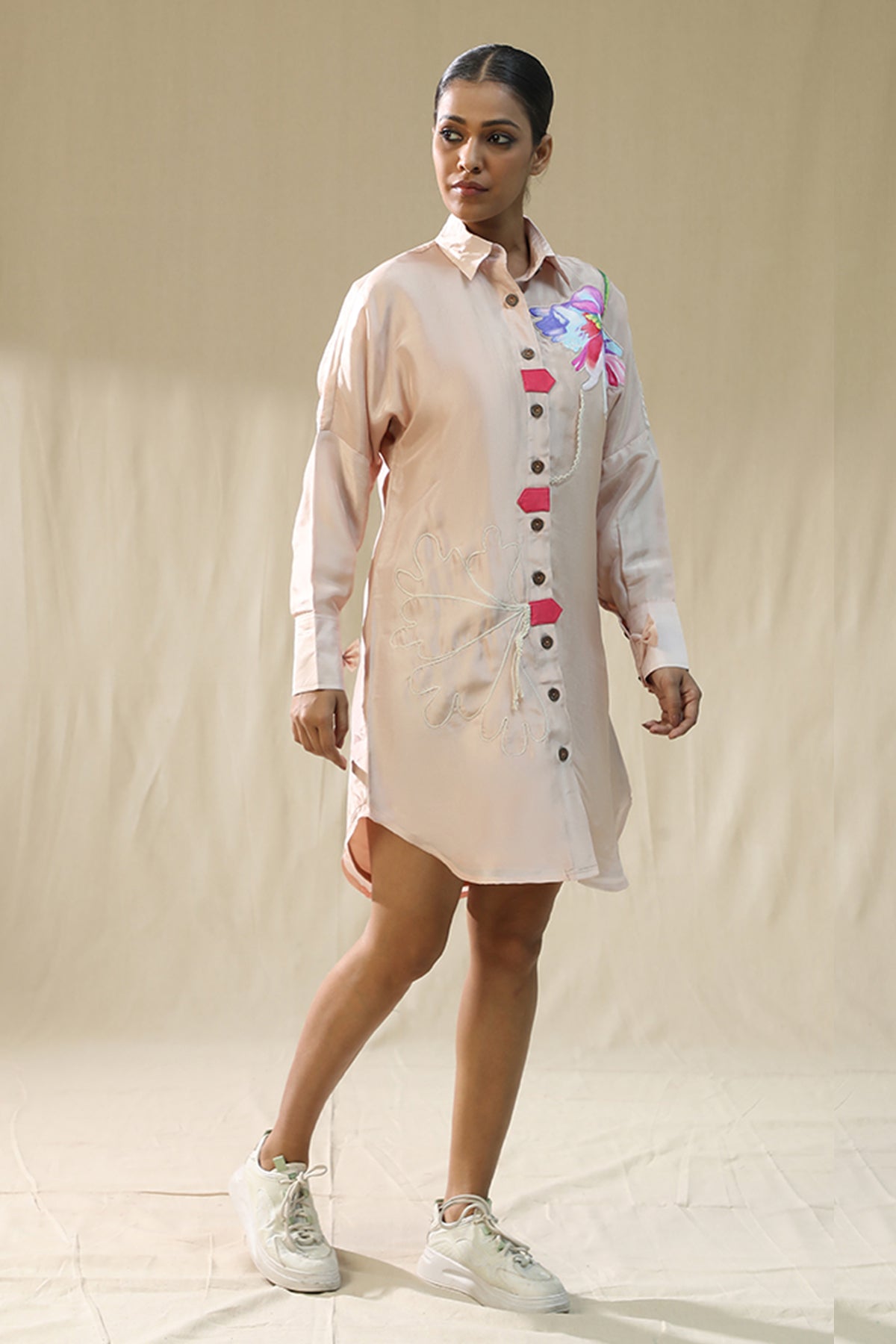 Pink Floral Handpainted Dress