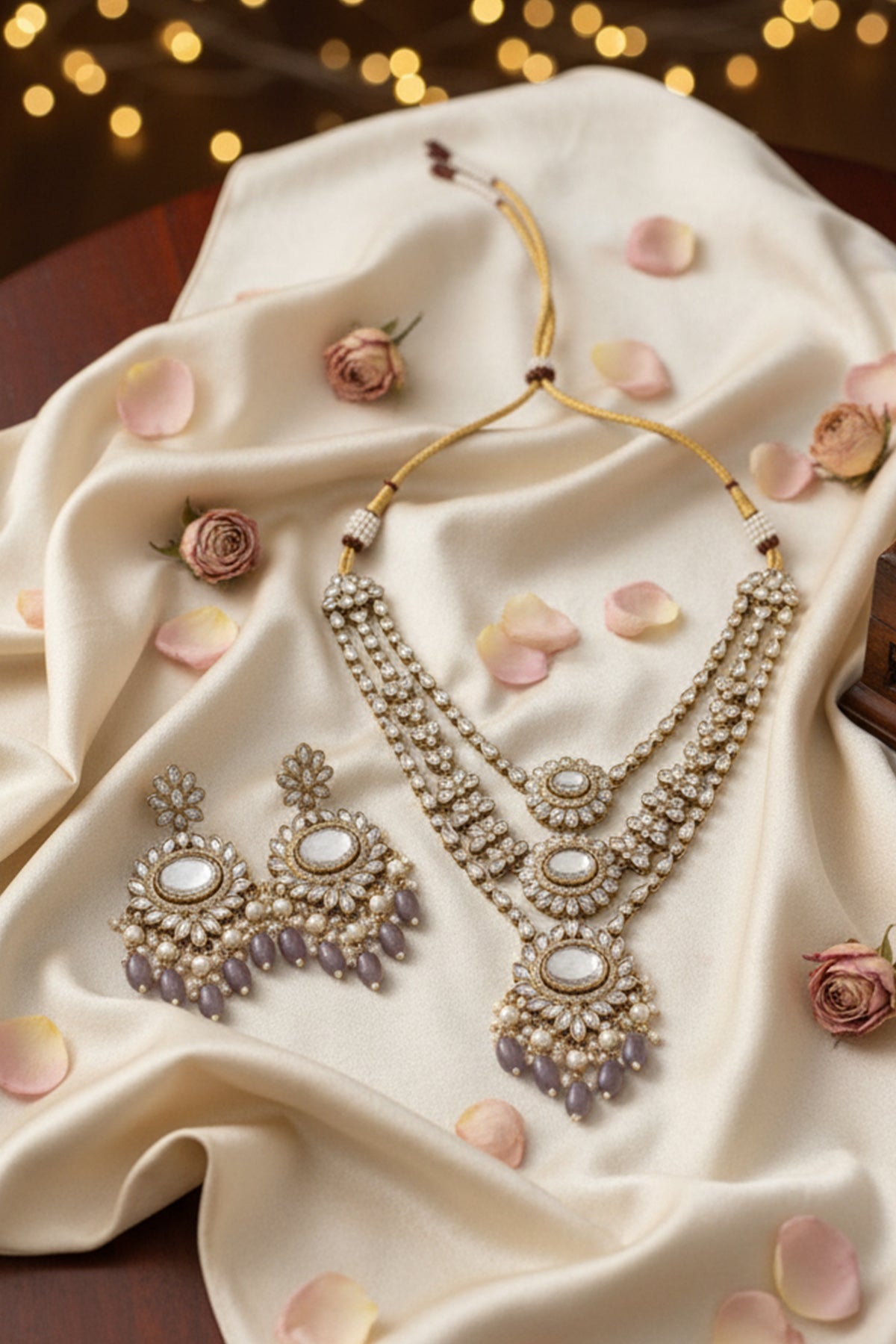 Buy Pink Floral Motif Jewellery Set for women by Inko & Co online available at scrollnshops
