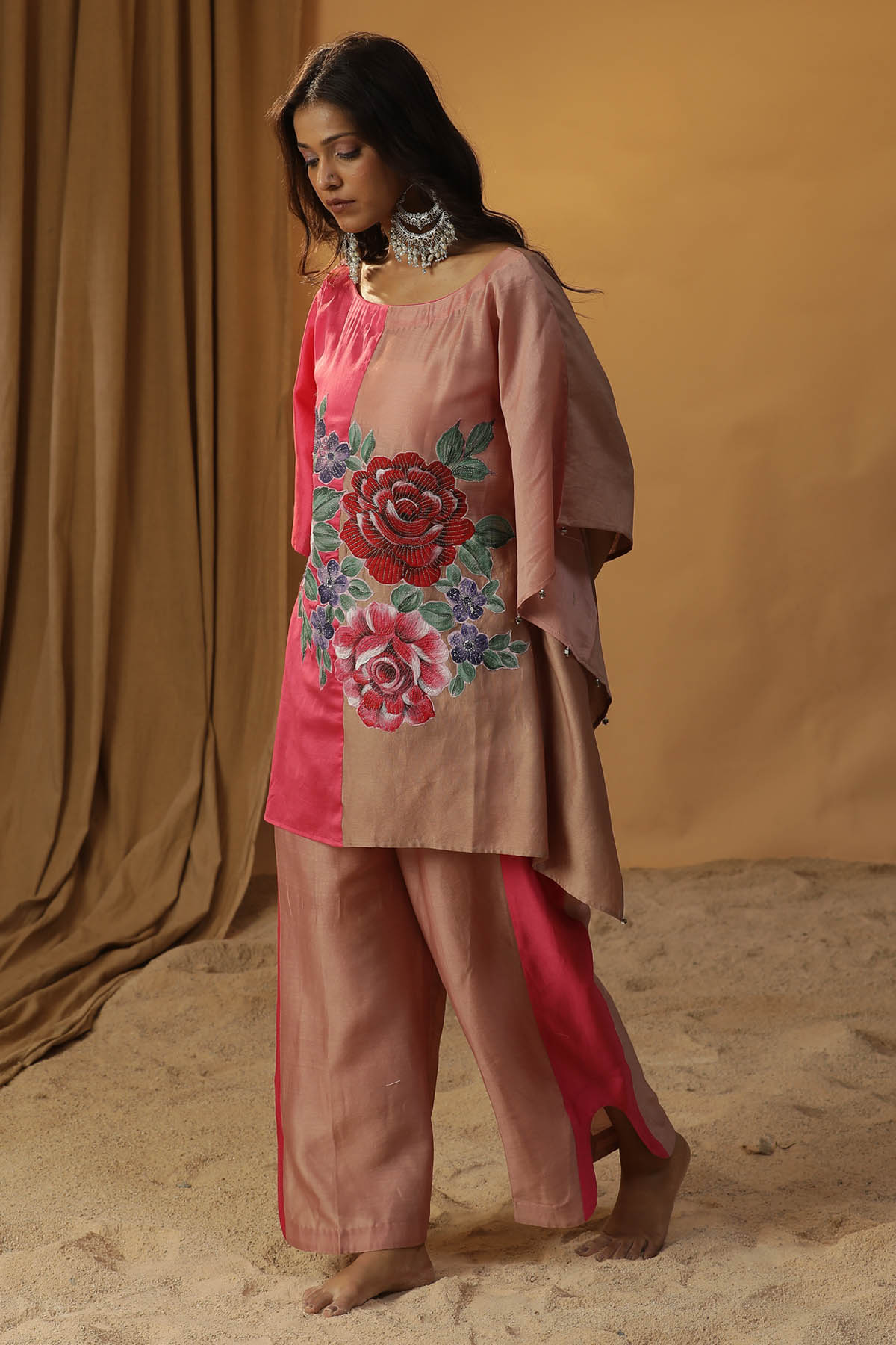 Arpita Sulakshana Pink Floral Print Kaftan Set for women online at ScrollnShops