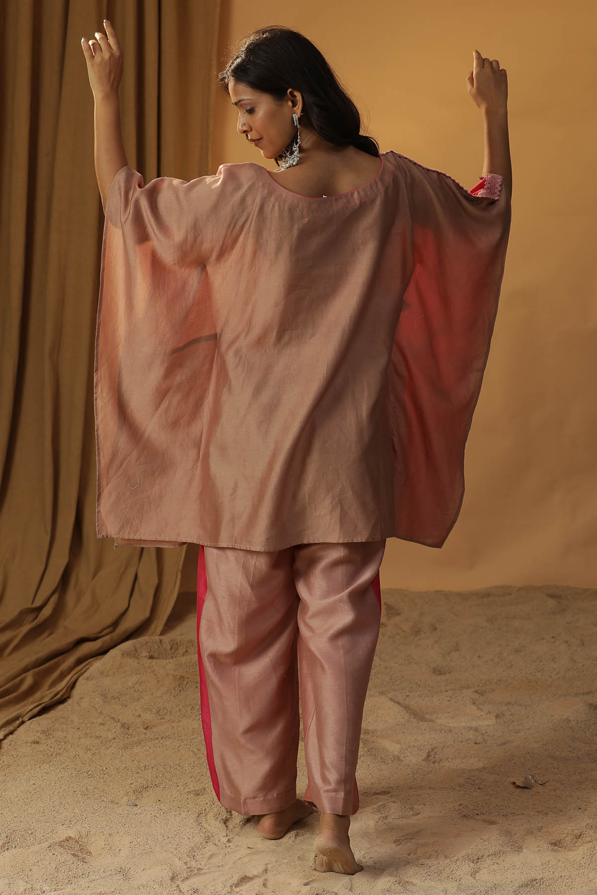 Pink Floral Print Kaftan Set