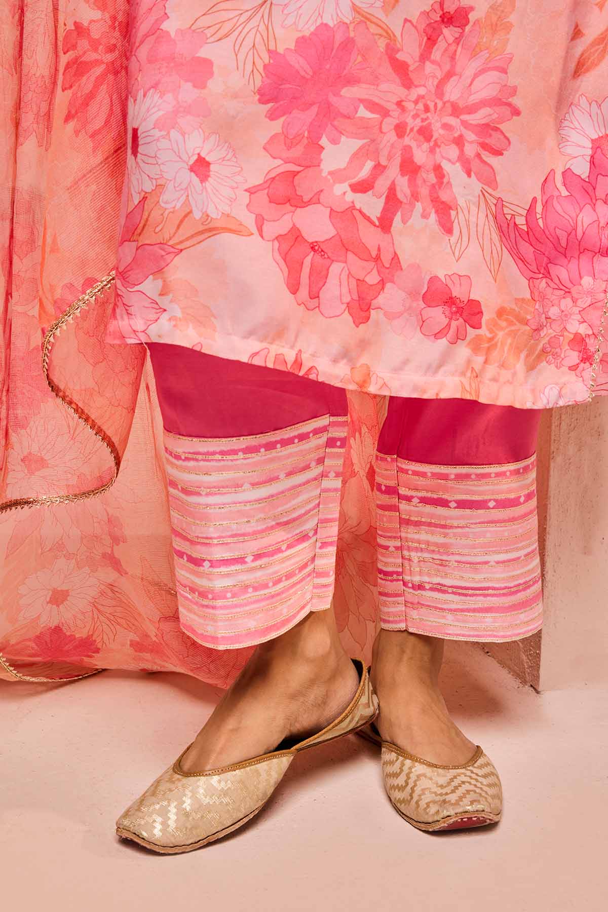 Pink Floral Print Palazzo Set