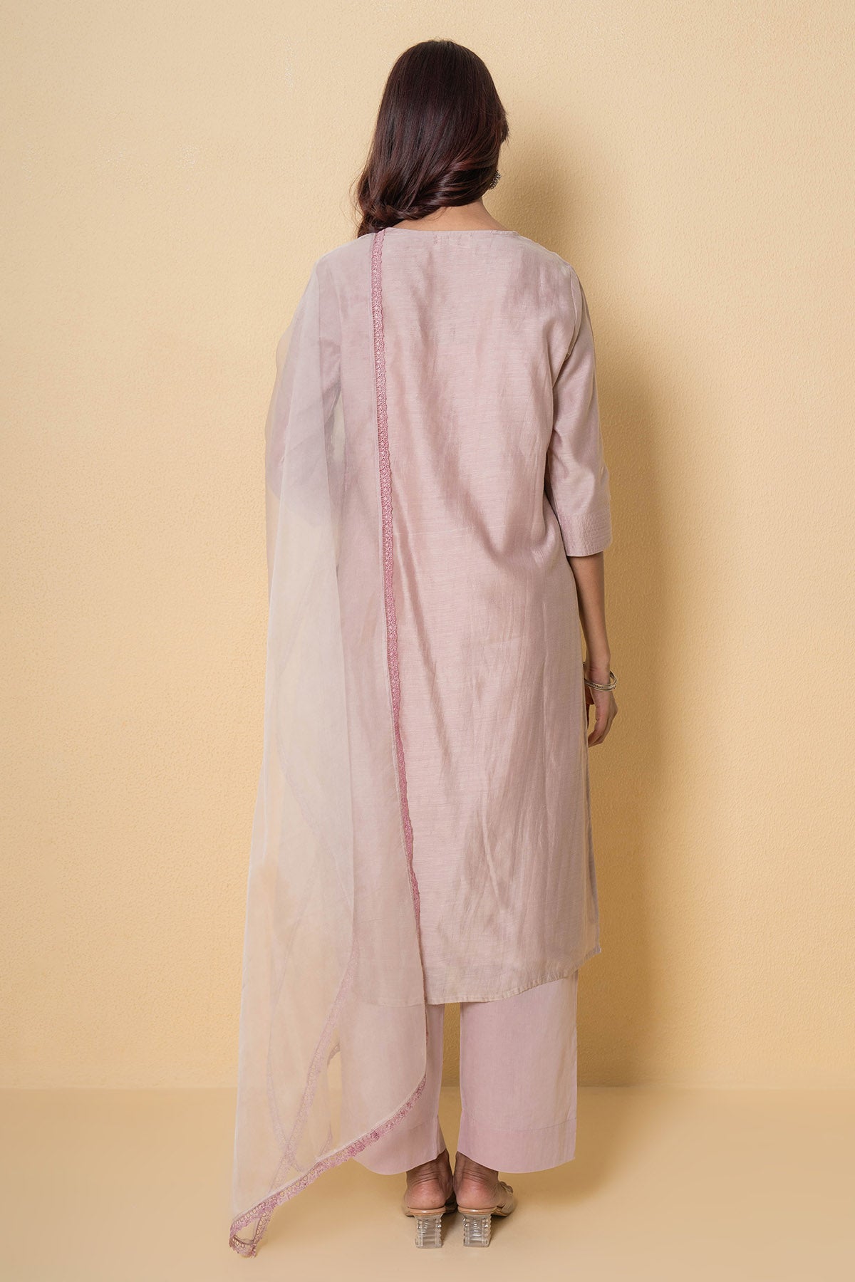 Pink Floral Straight Kurta Set