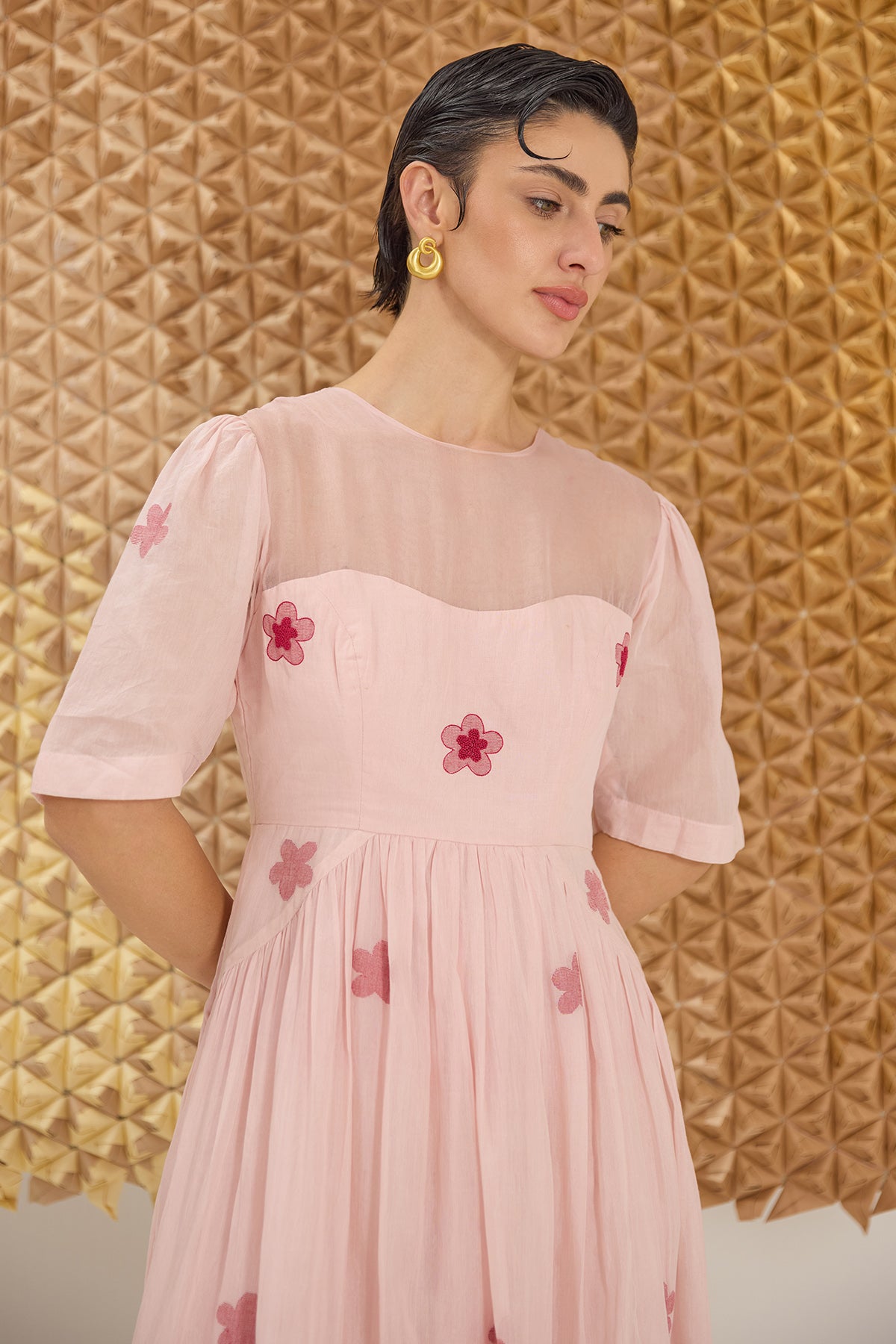 Pink Floral Tiered Maxi Dress