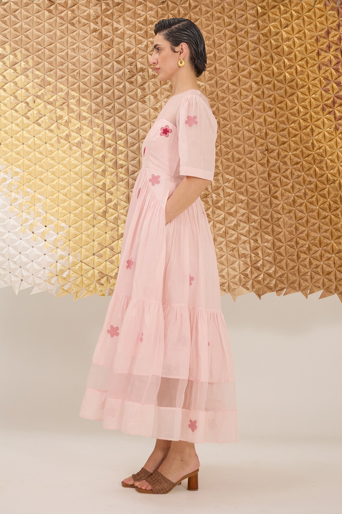 Pink Floral Tiered Maxi Dress