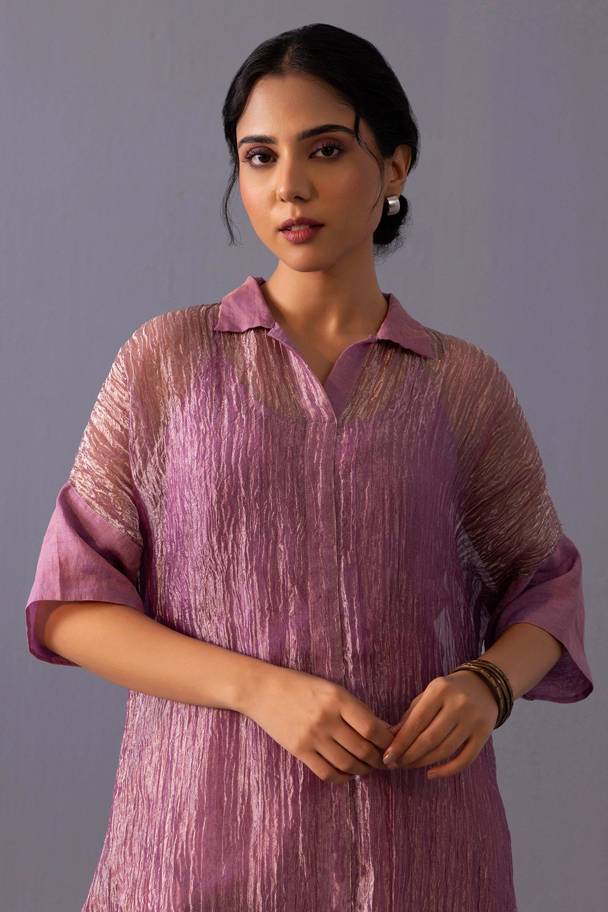 Pink Front Slit Kurta And Pants