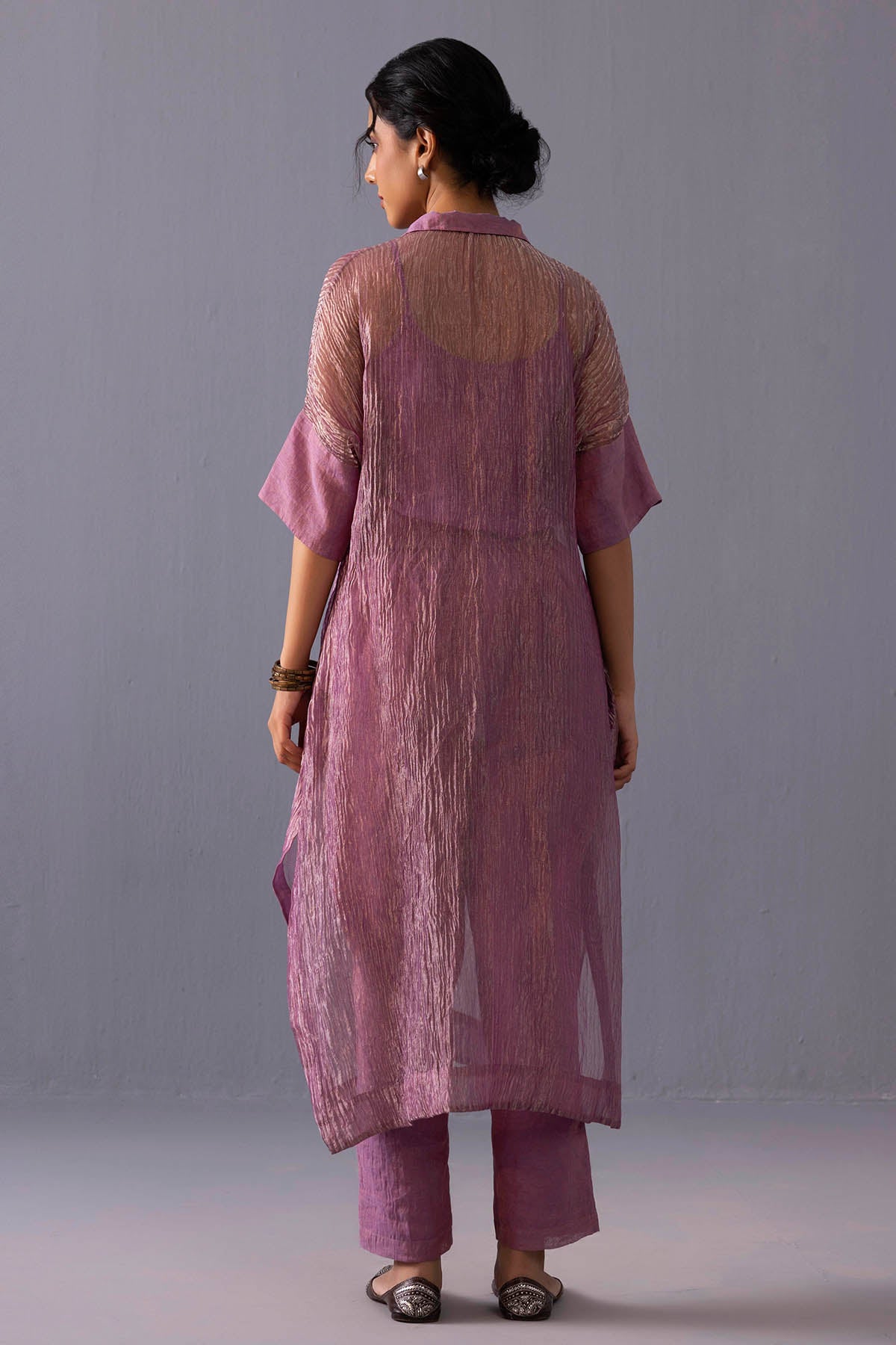 Pink Front Slit Kurta And Pants