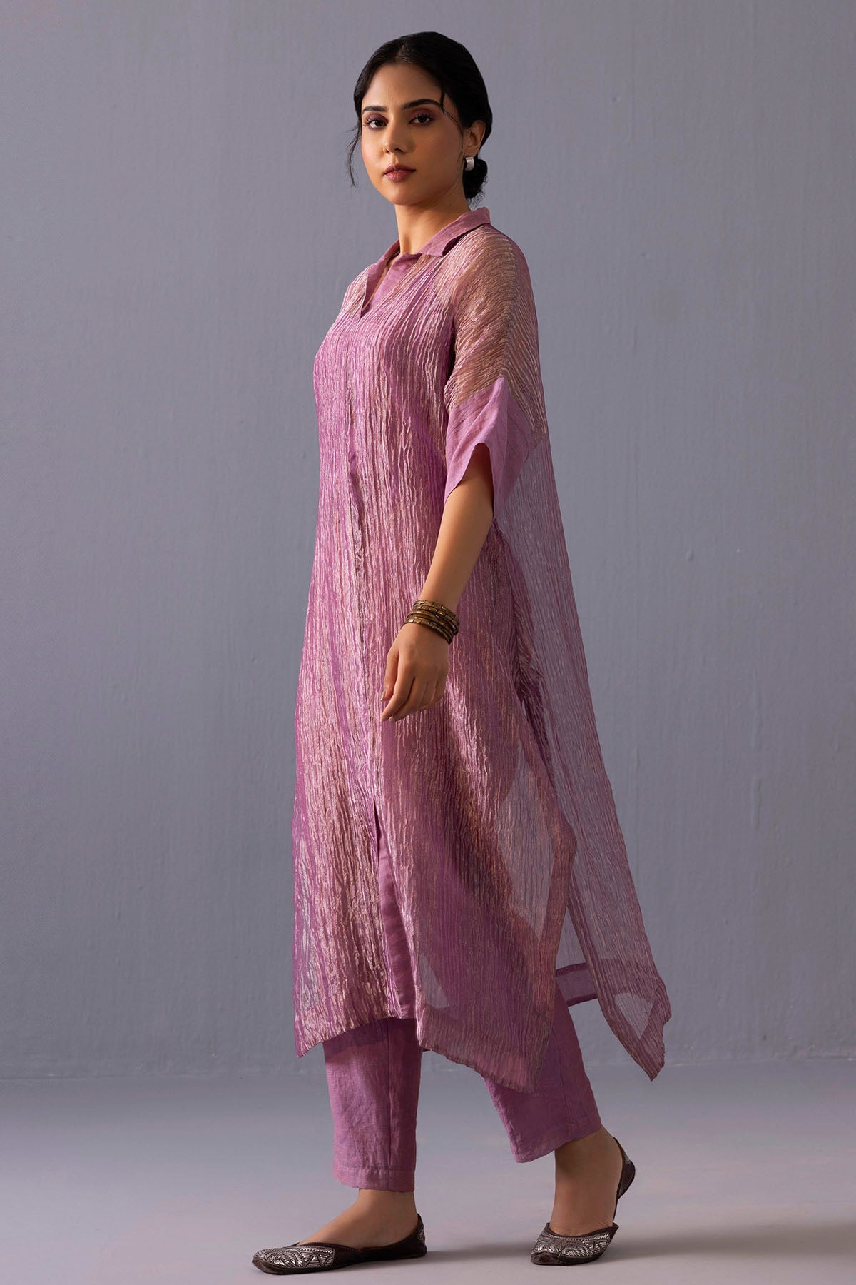 Pink Front Slit Kurta And Pants