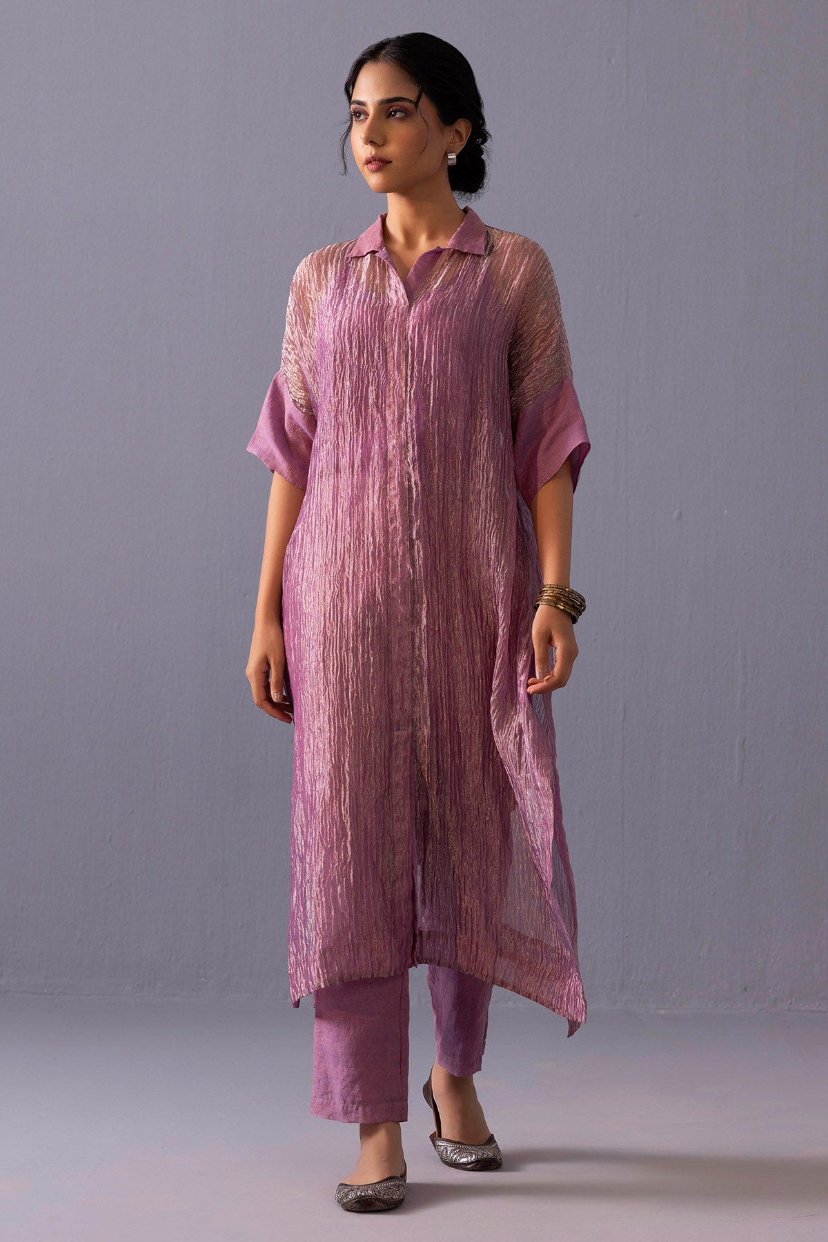 Pink Front Slit Kurta And Pants