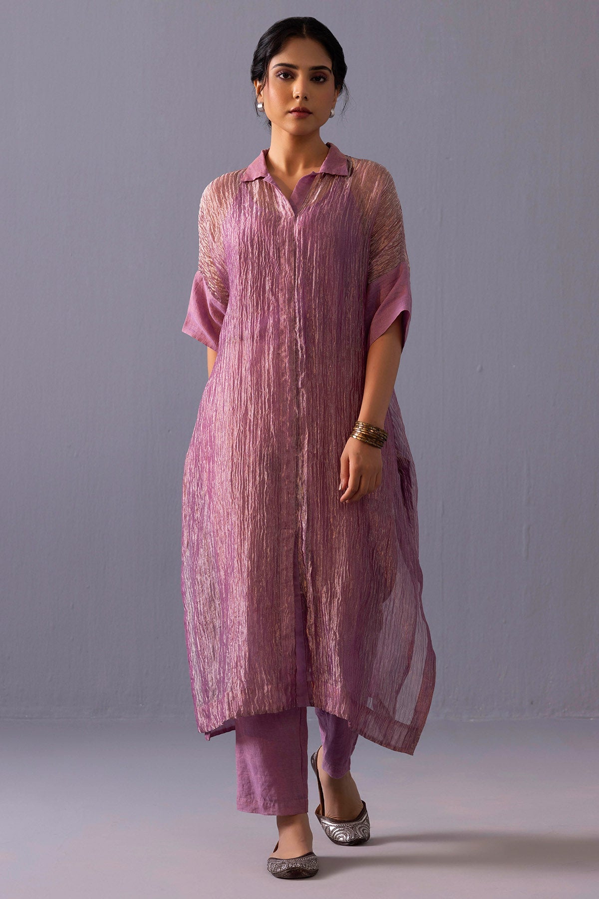 Buy Pink Front Slit Kurta And Pants for women online available at ScrollnShops
