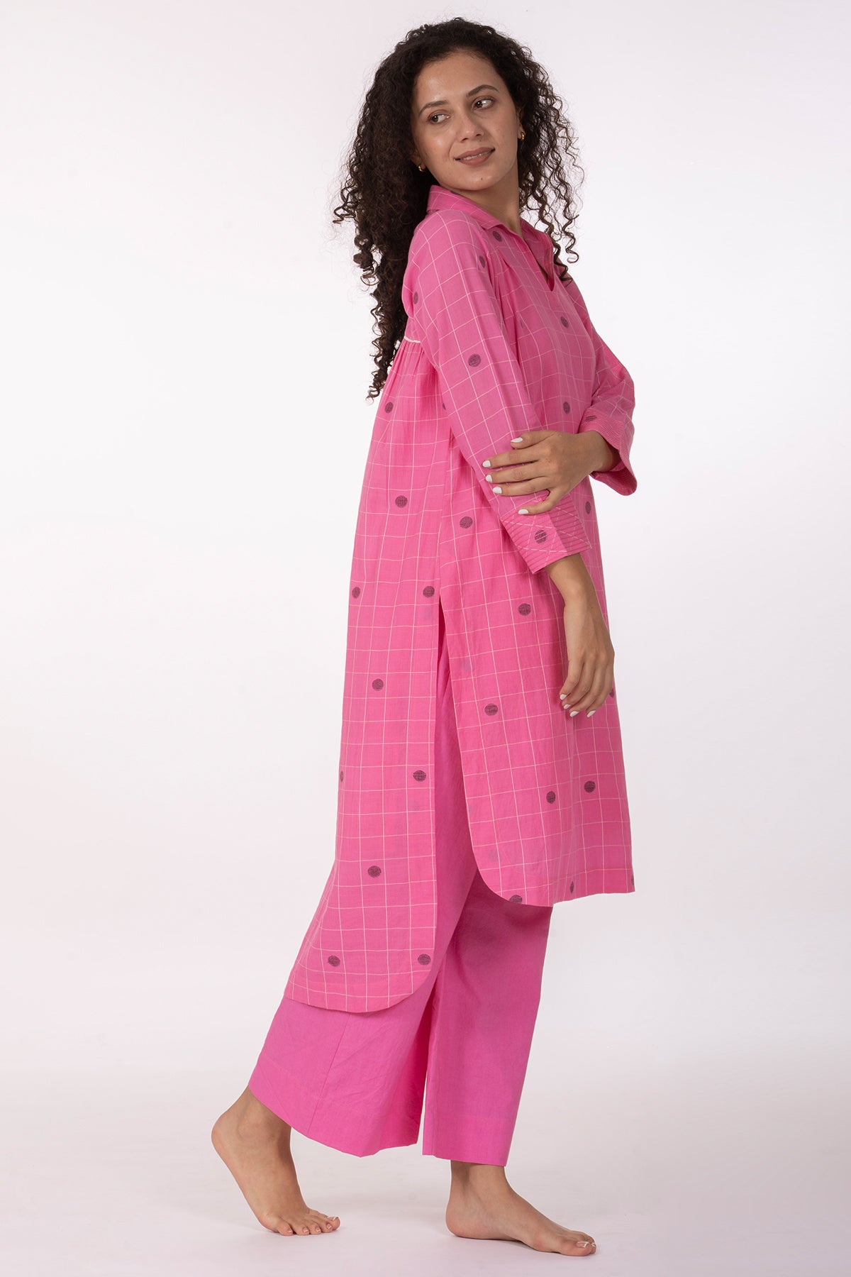 Pink Gathered Dusk Kurta & Pant