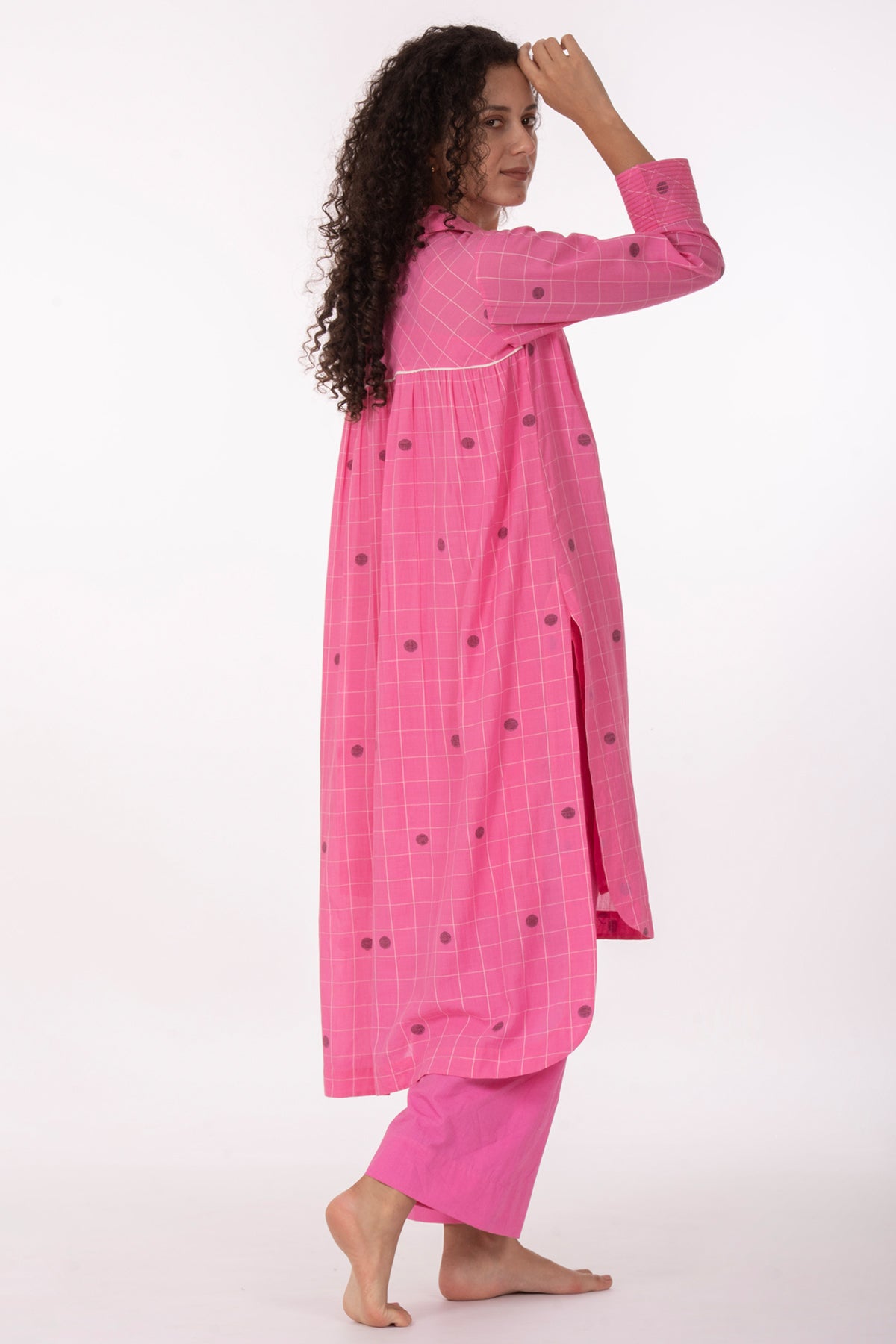 Pink Gathered Dusk Kurta & Pant