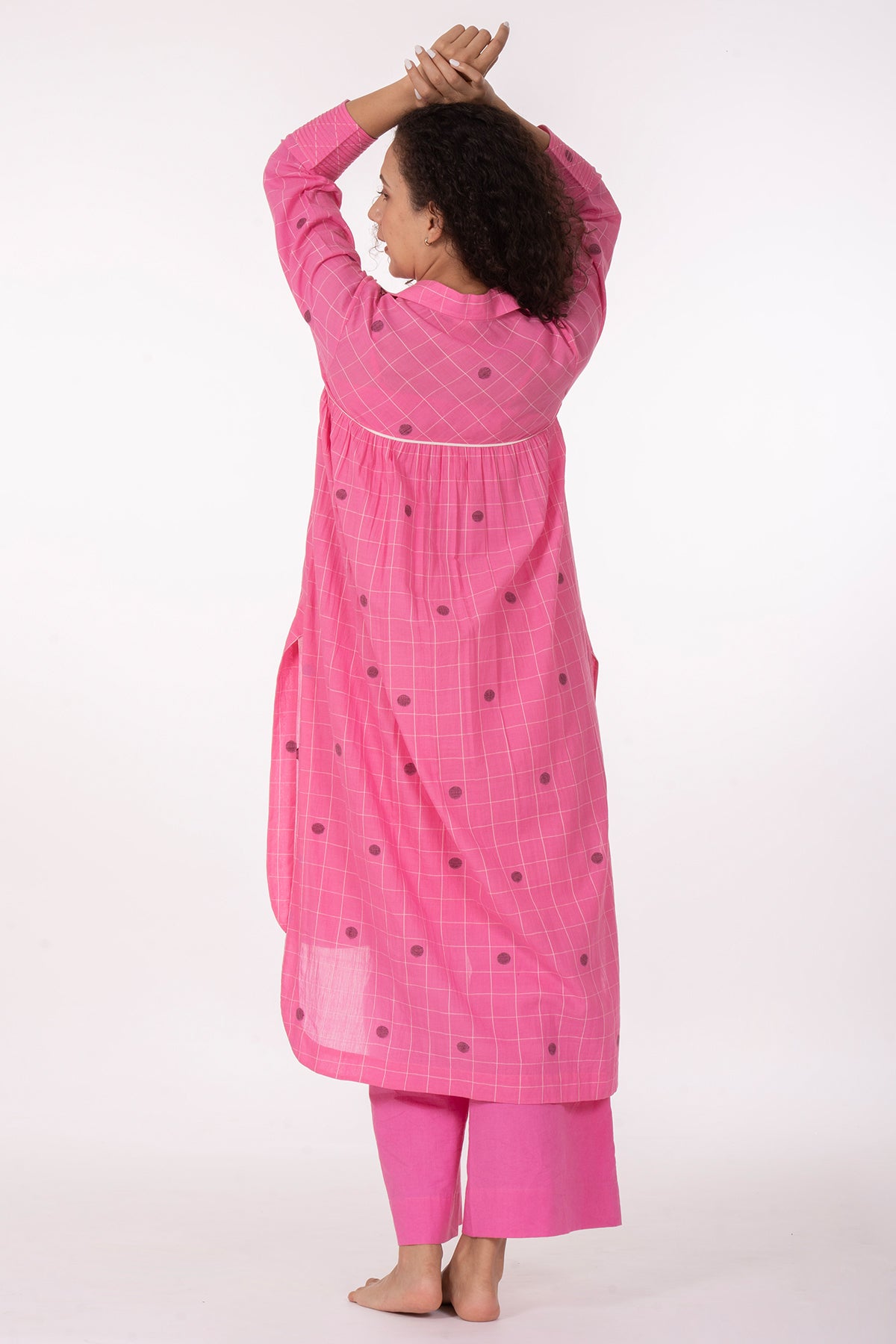 Pink Gathered Dusk Kurta & Pant