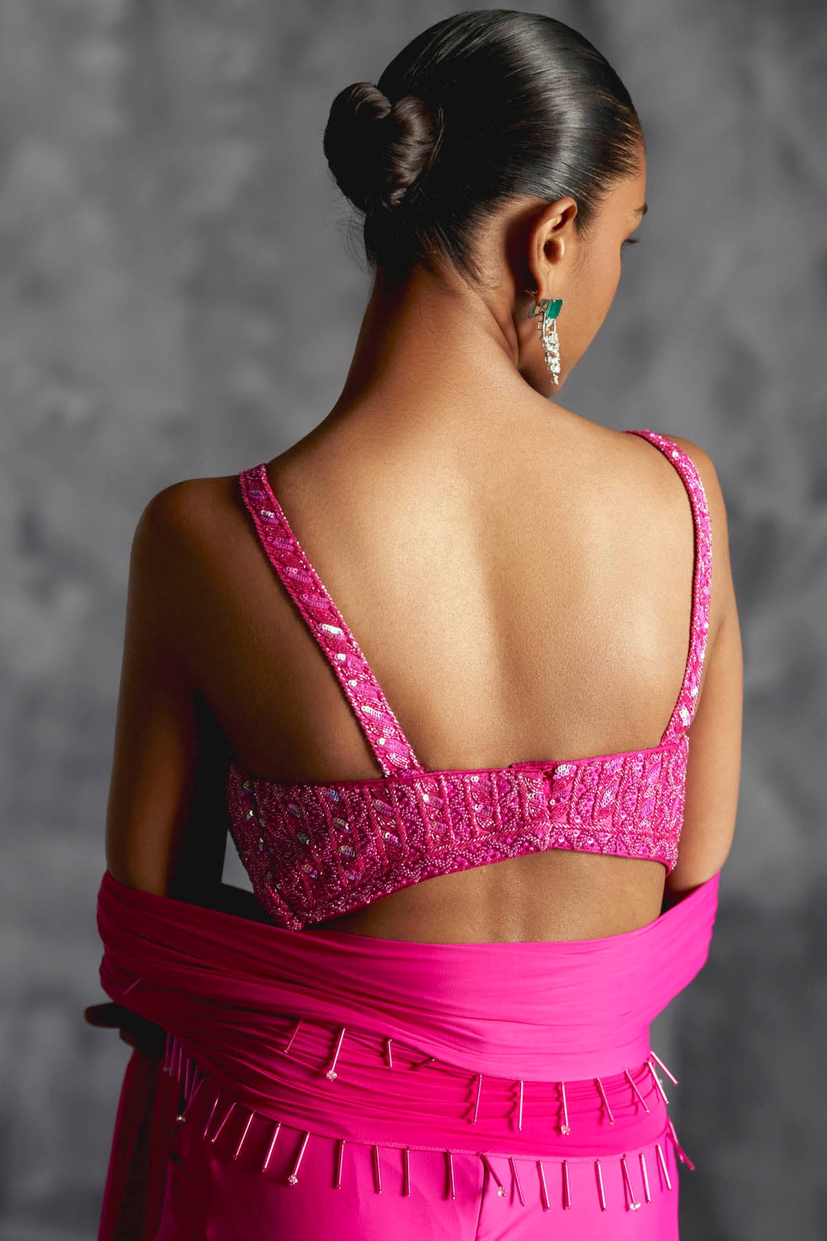 Pink Gathered Indo-Western set