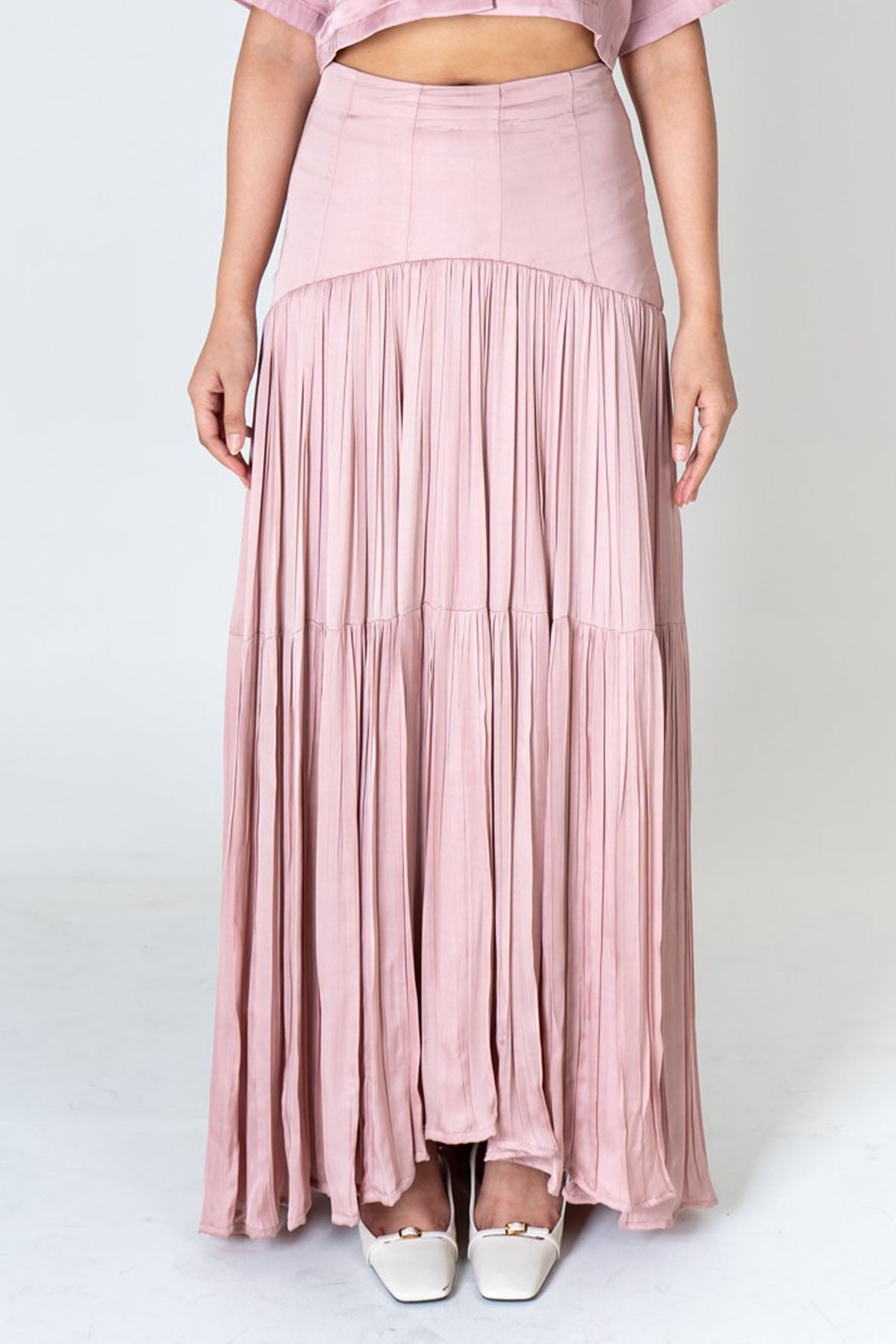 Buy Neora by Nehal ChopraPink Gathered Modal Silk Skirt for Women Online