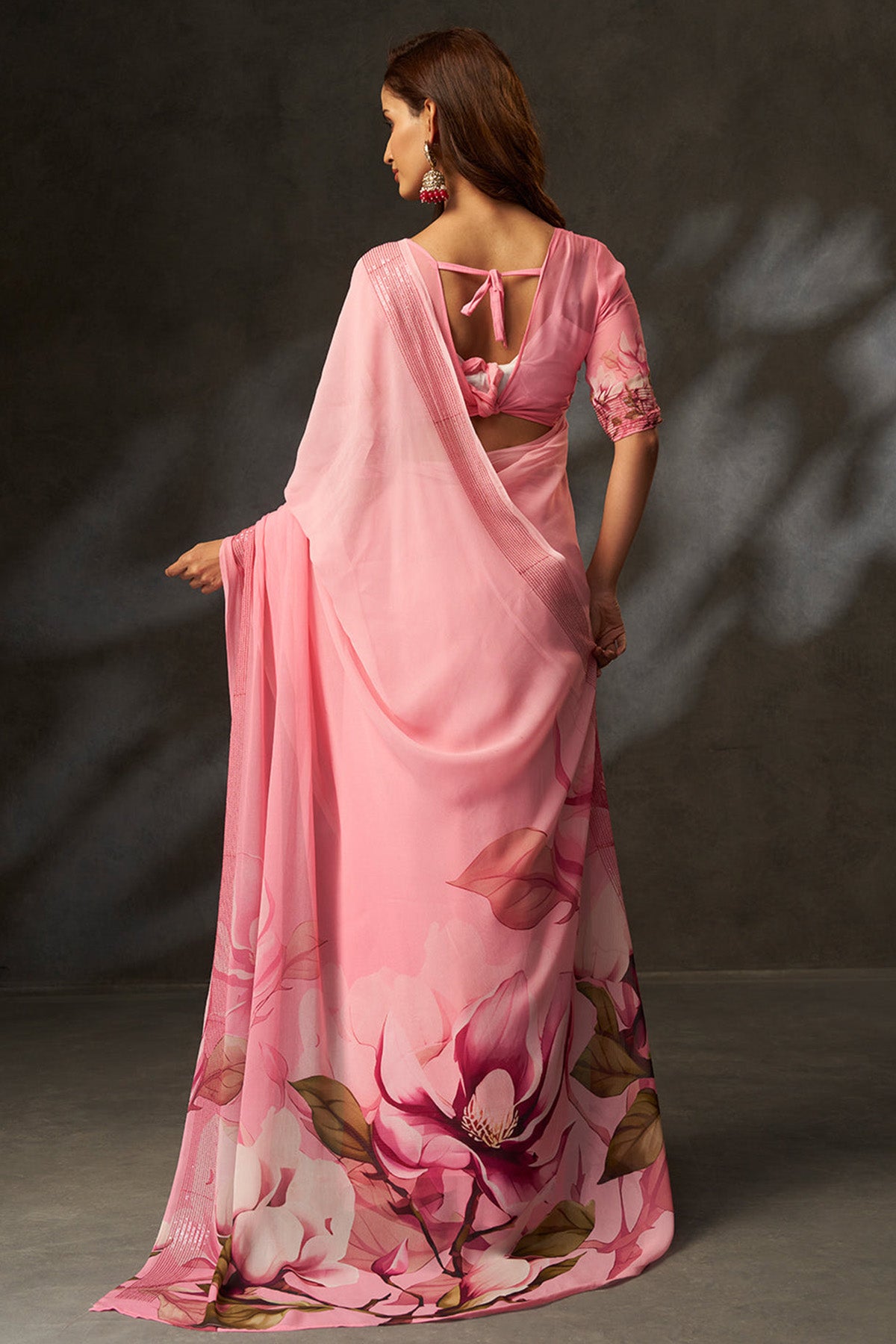 Pink Georgette Digital Saree
