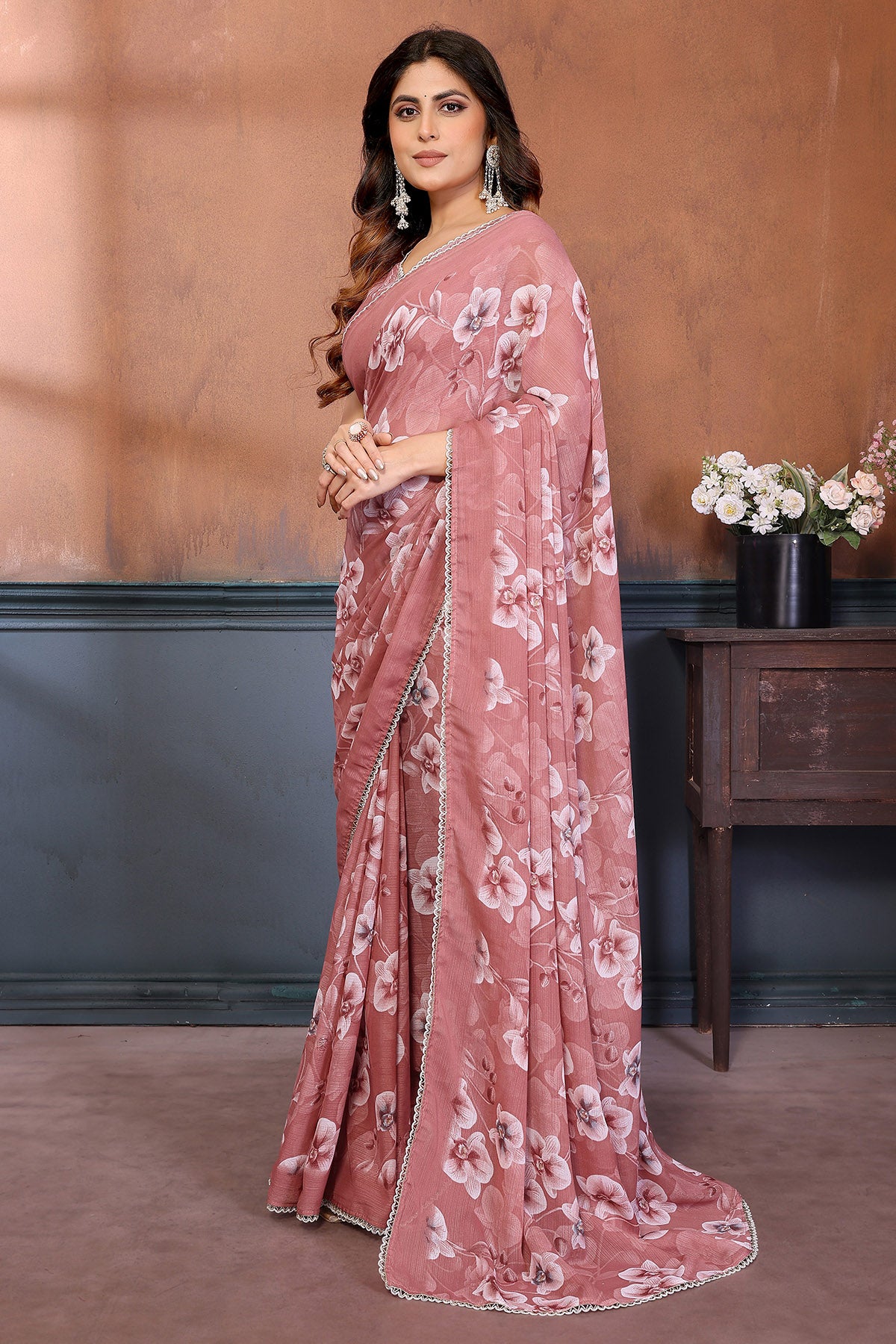 Pink Georgette Sharmili Saree