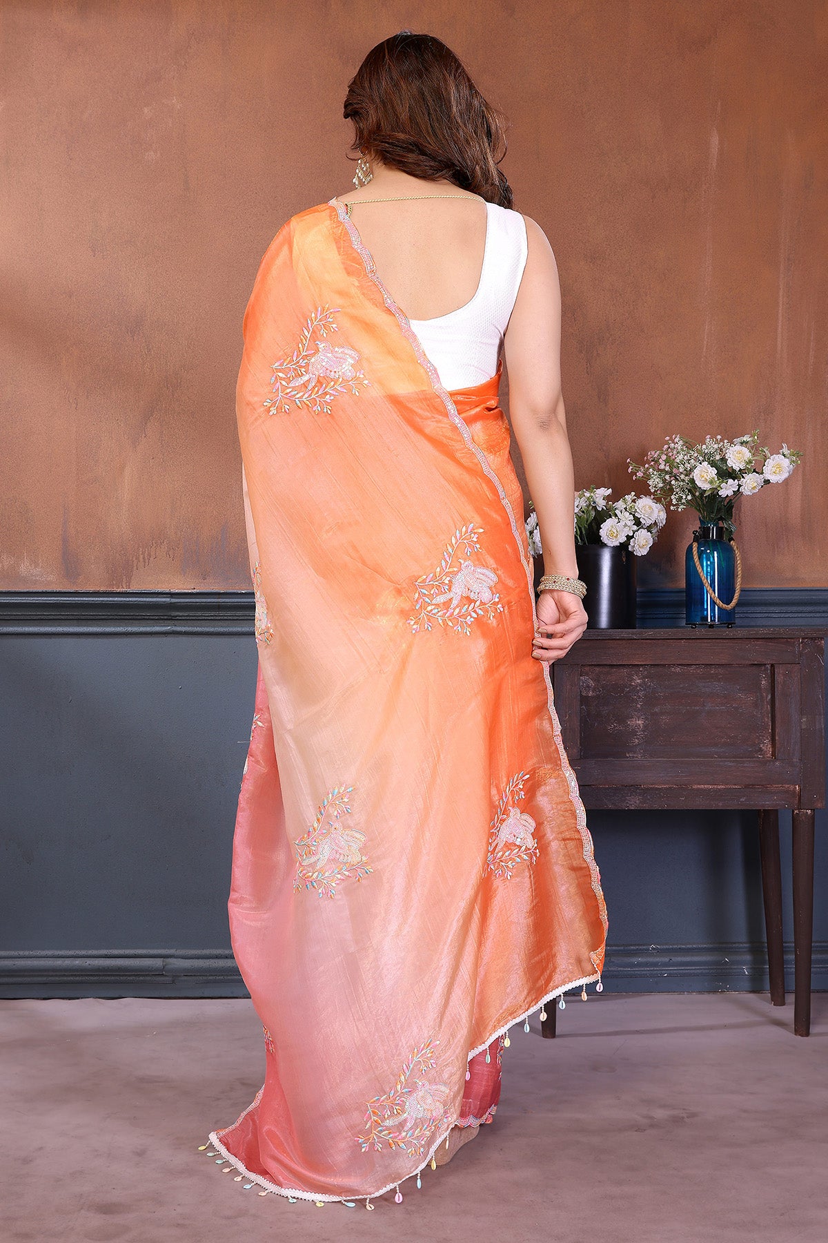Pink Gold Crush Banglori Saree